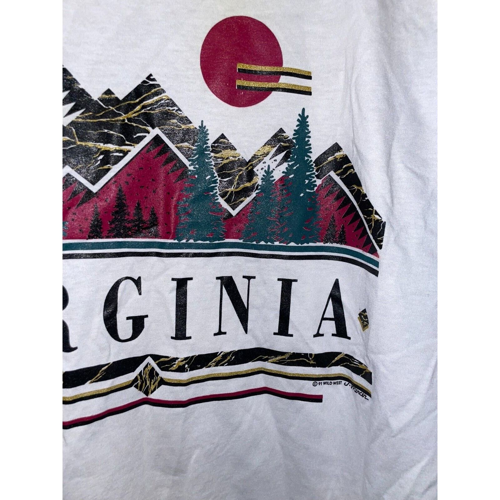 Jerzees VTG Test Print Shirt Virginia Montana Fish Trout White Tee Size US L / EU 52-54 / 3 - 3 Thumbnail
