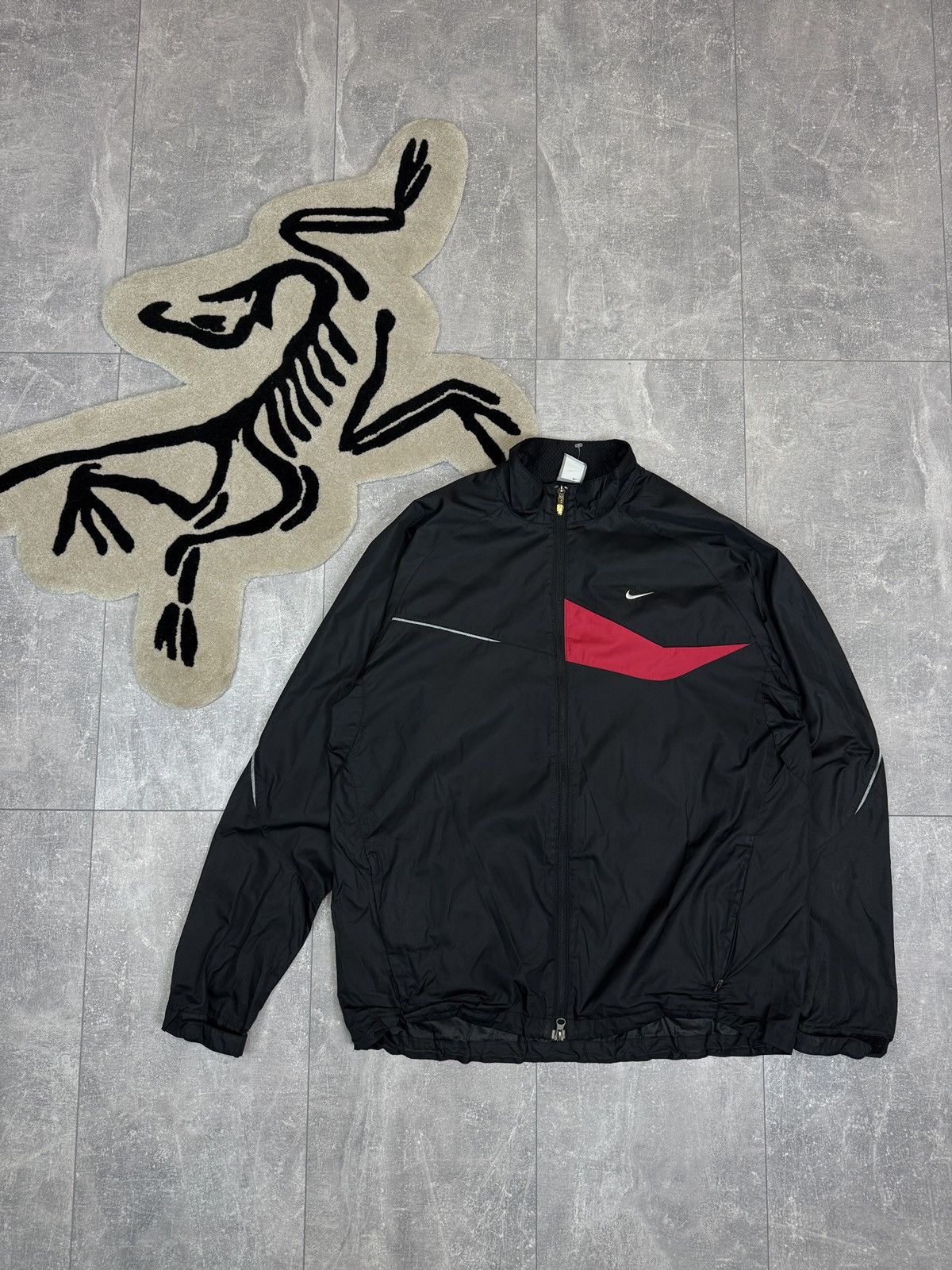 Nike × Vintage Mens Vintage Nike track jacket black swoosh y2k drill rare Size US XL / EU 56 / 4 - 1 Thumbnail