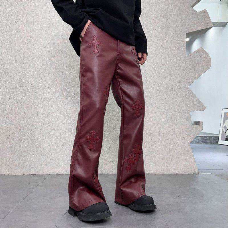Japanese Brand × Vintage Avant garde retro pu leather flare pants Size US 31 - 3 Thumbnail