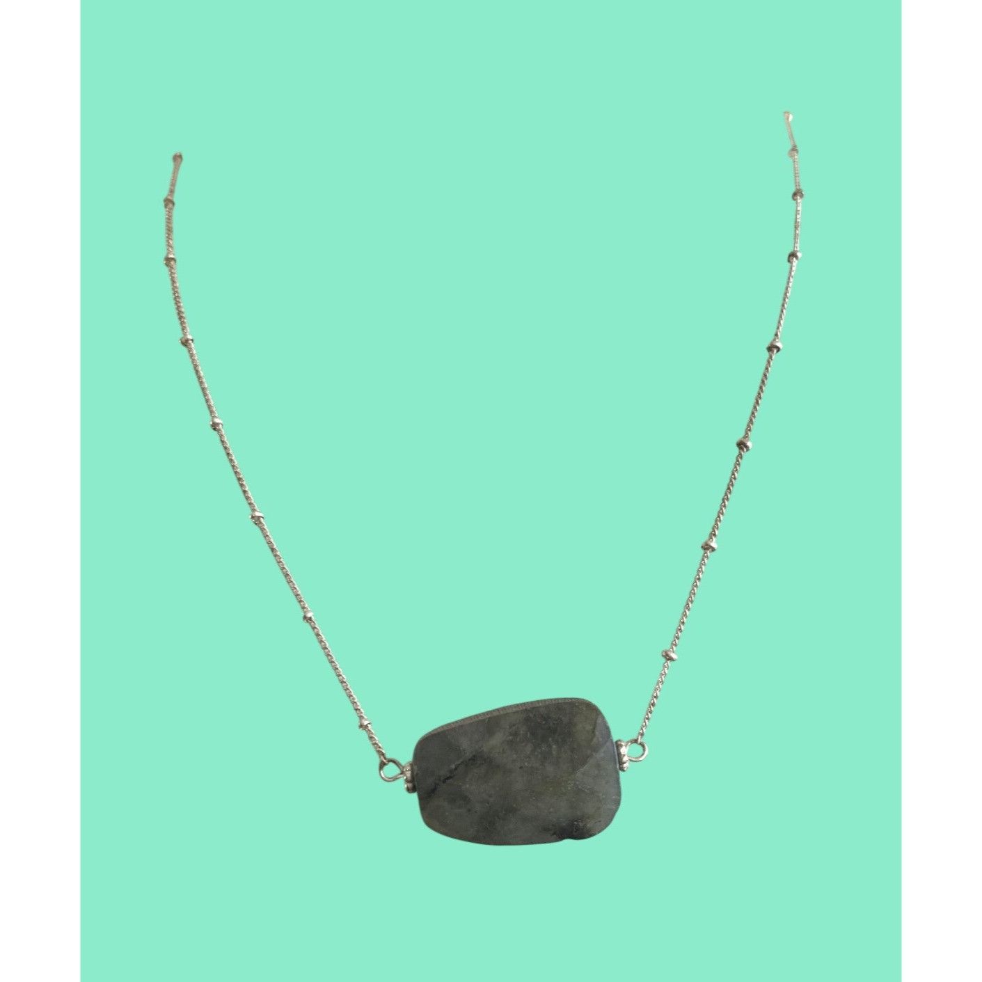 Other Silver toned Chain Necklace With Gray Stone Pendant Size ONE SIZE - 1 Thumbnail