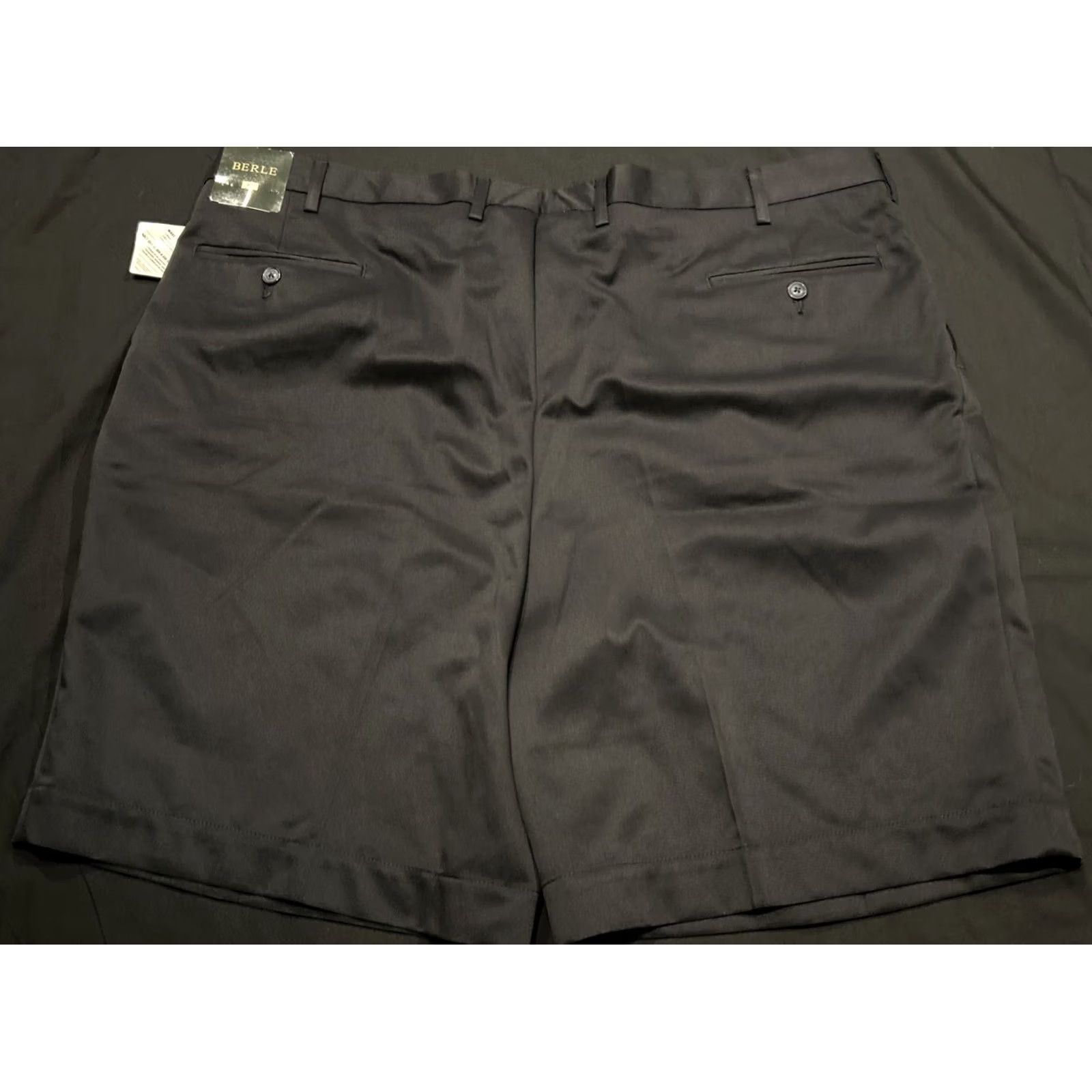 Berle Berle Mens Chino Shorts - Size 46 Black Stain Resistant NOS A45 Size US 30 / EU 46 - 5 Thumbnail