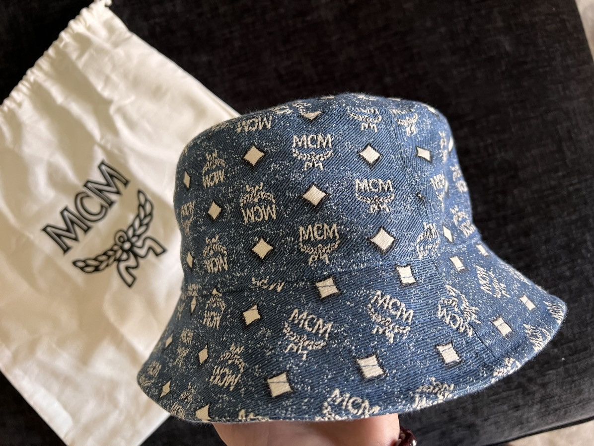 MCM × Vintage MCM Bucket Hat VINTAGE DENIM JACQUARD BLUE w/ dust bag Size ONE SIZE - 3 Thumbnail