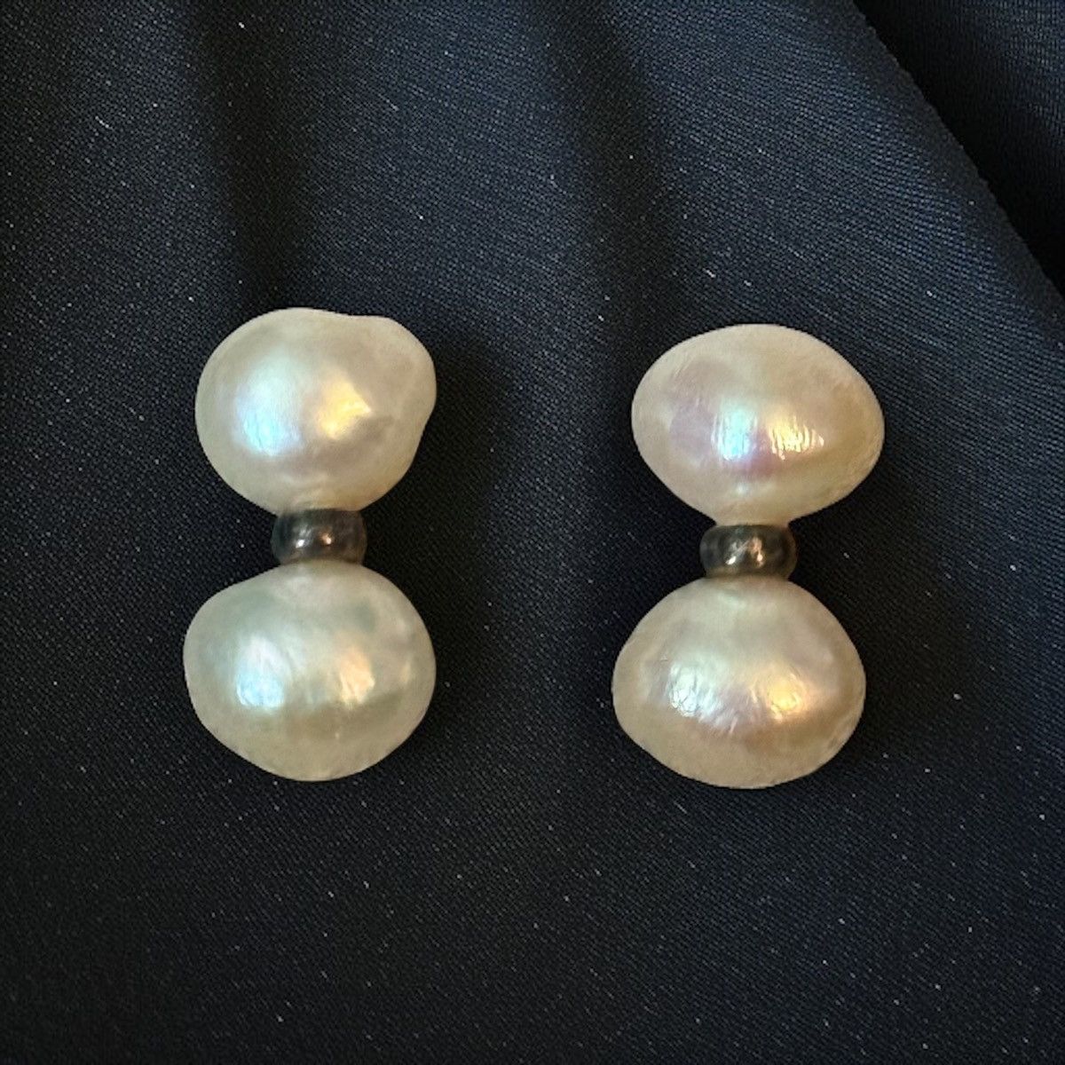 Vintage Vintage double Baroque pearl post earrings Size ONE SIZE - 1 Thumbnail