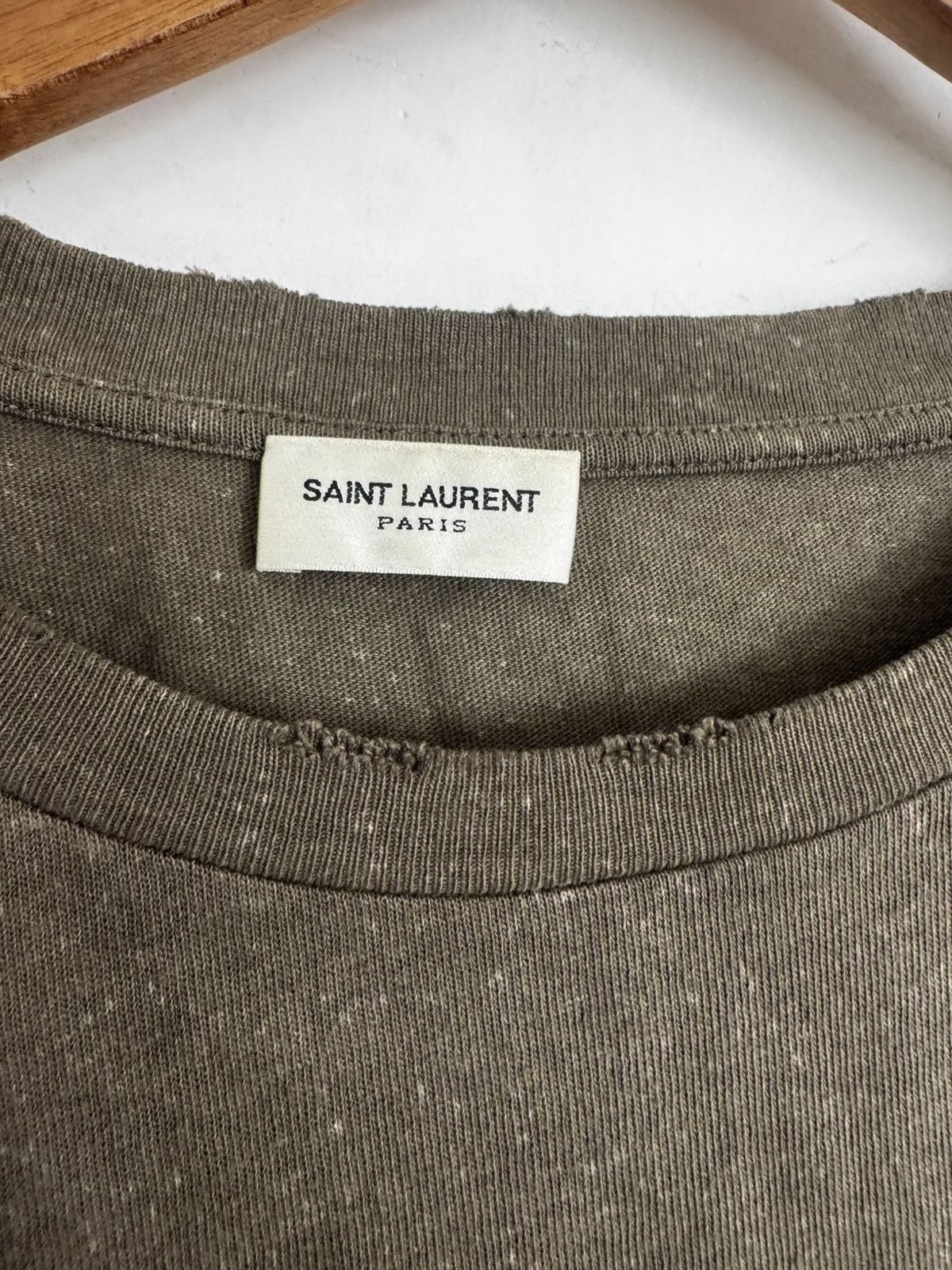 Saint Laurent Paris Olive Logo Distressed T Size US L / EU 52-54 / 3 - 2 Thumbnail