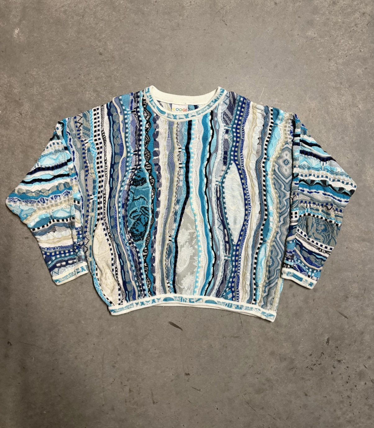 Vintage 90s Coogi Australia 3D Pacific Blue Knit Sweater
