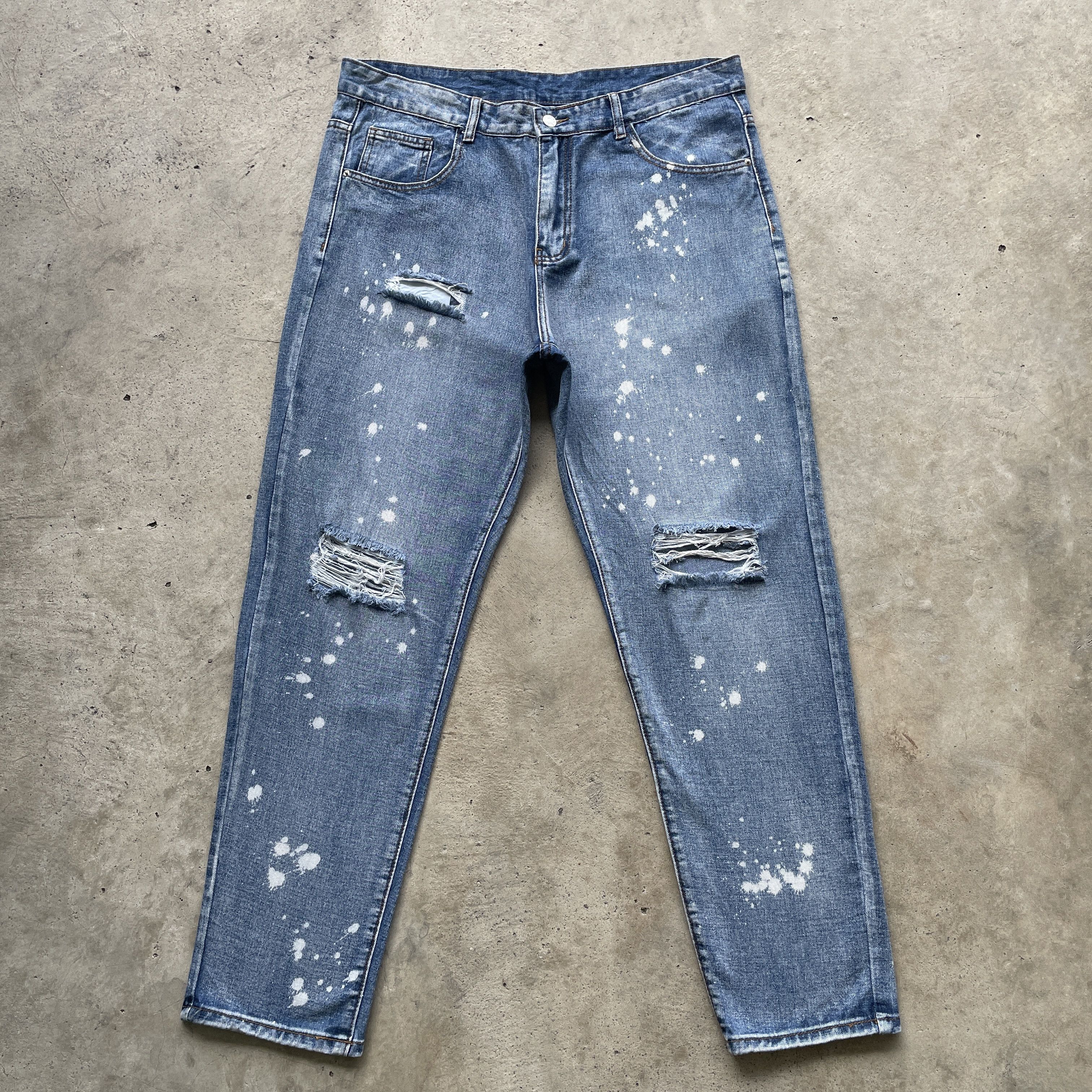 Japanese Brand × Shein Vintage Shein Japan Distressed Splash Painters Jeans Pants Size US 38 / EU 54 - 2 Thumbnail
