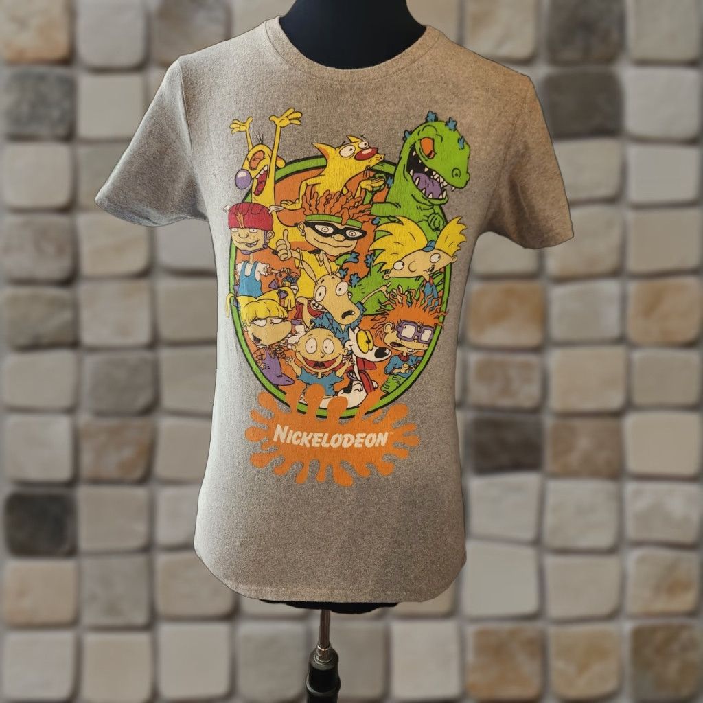 Nickelodeon Nickelodeon Short Sleeve Mens T Shirt Gray Retro 90's Cartoon Graphic Print Size Medium Size US M / EU 48-50 / 2 - 1 Thumbnail