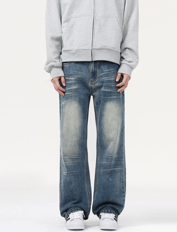 Japanese Brand × Jean Retro distressed straight loose flared wide-leg baggy jeans Size US 32 / EU 48 - 1 Thumbnail