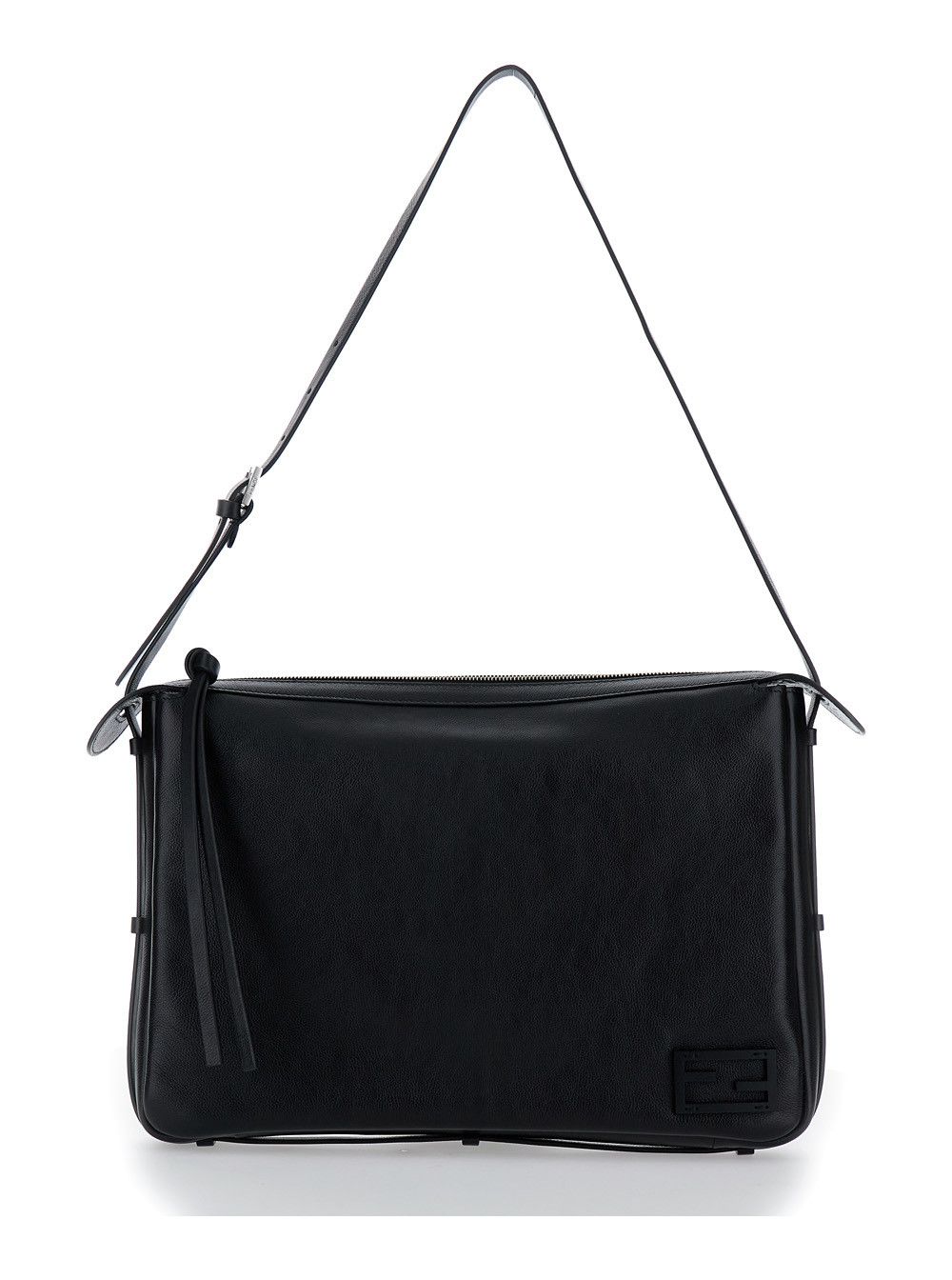 'Simply Fendi Large' Black Shoulder Bag with FF Detail in Leather Woman