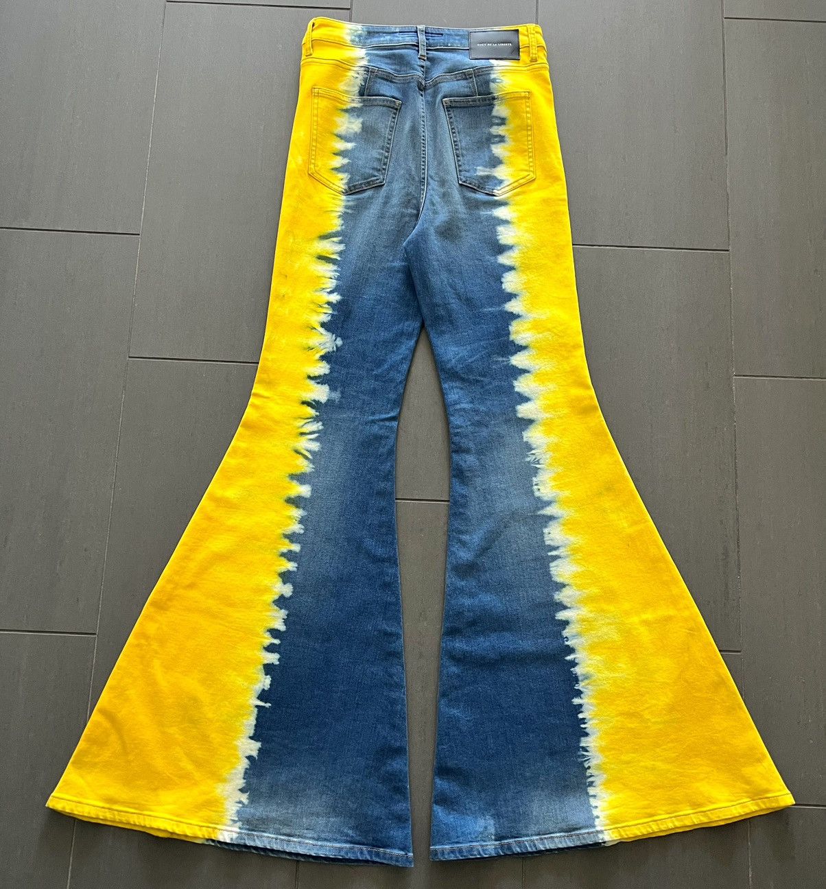 Cout de la Liberte Super Flared Bell Bottom Split Tie-Dye Denim Jeans Size US 30 / EU 46 - 2 Thumbnail