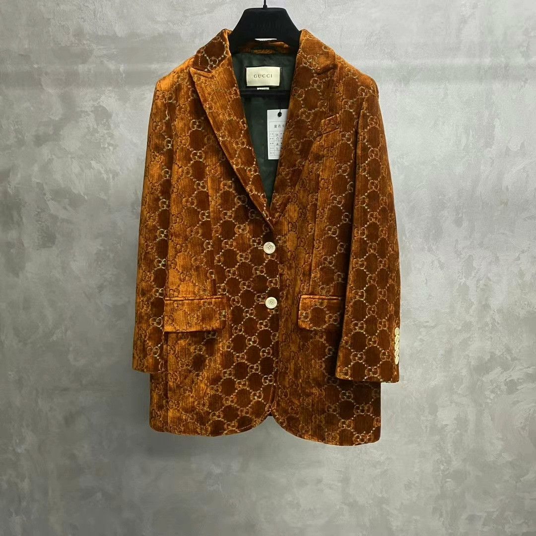 Gucci Gucci Brown Logo Print Jacket Coat Size US XXS / EU 40 - 1 Thumbnail