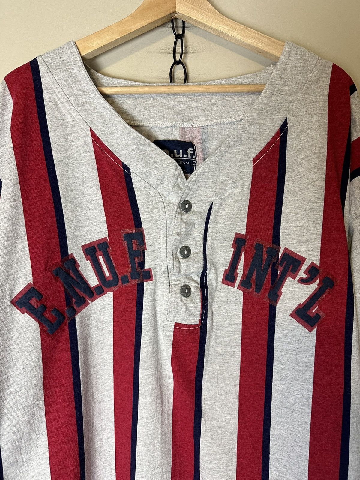 Vintage Vintage E.N.U.F International Striped Long Sleeve Henley Size US L / EU 52-54 / 3 - 4 Thumbnail