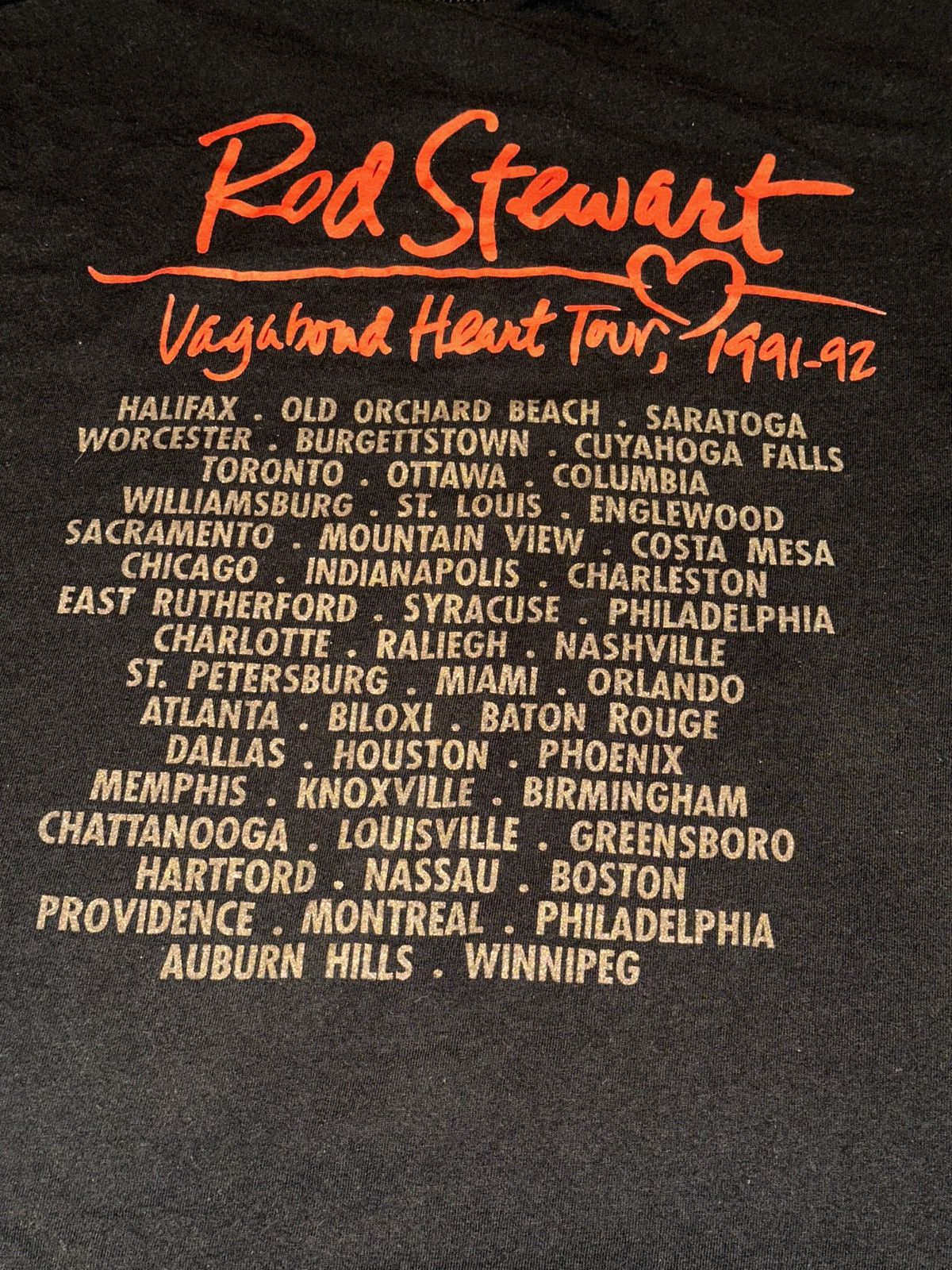 Rap Tees Single Stitch Vtg 1991 ROD STEWART Vagabond Heart Tour Tee Size US XL / EU 56 / 4 - 6 Thumbnail