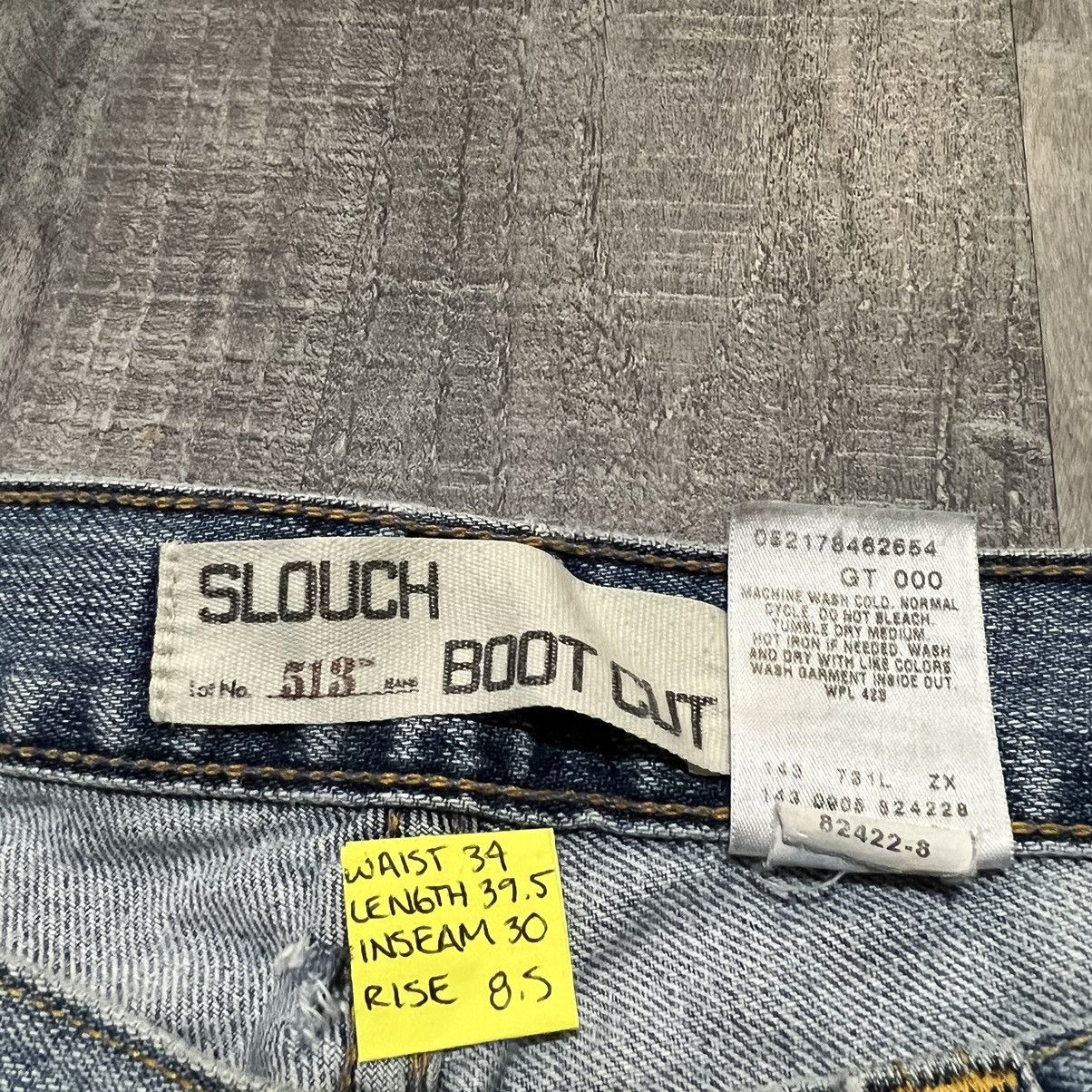 Levi's × Vintage VTG Levis 513 Slouch Bootcut Y2K Hippie Patchwork Jeans 11 Size 34" / US 12 / IT 48 - 6 Thumbnail