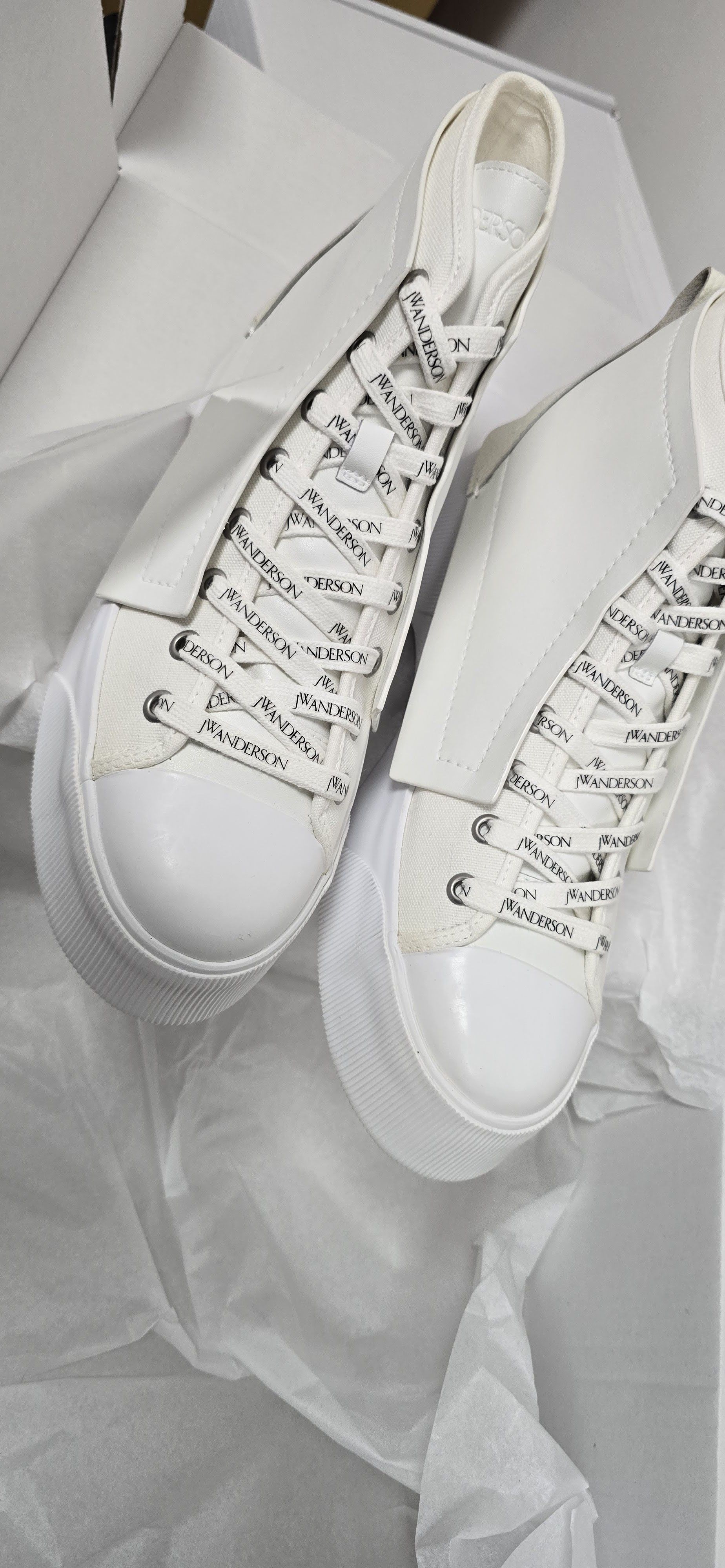 JW Anderson High Top Platform Sneakers White RRP $450 Size US 11 / EU 44 - 1 Thumbnail