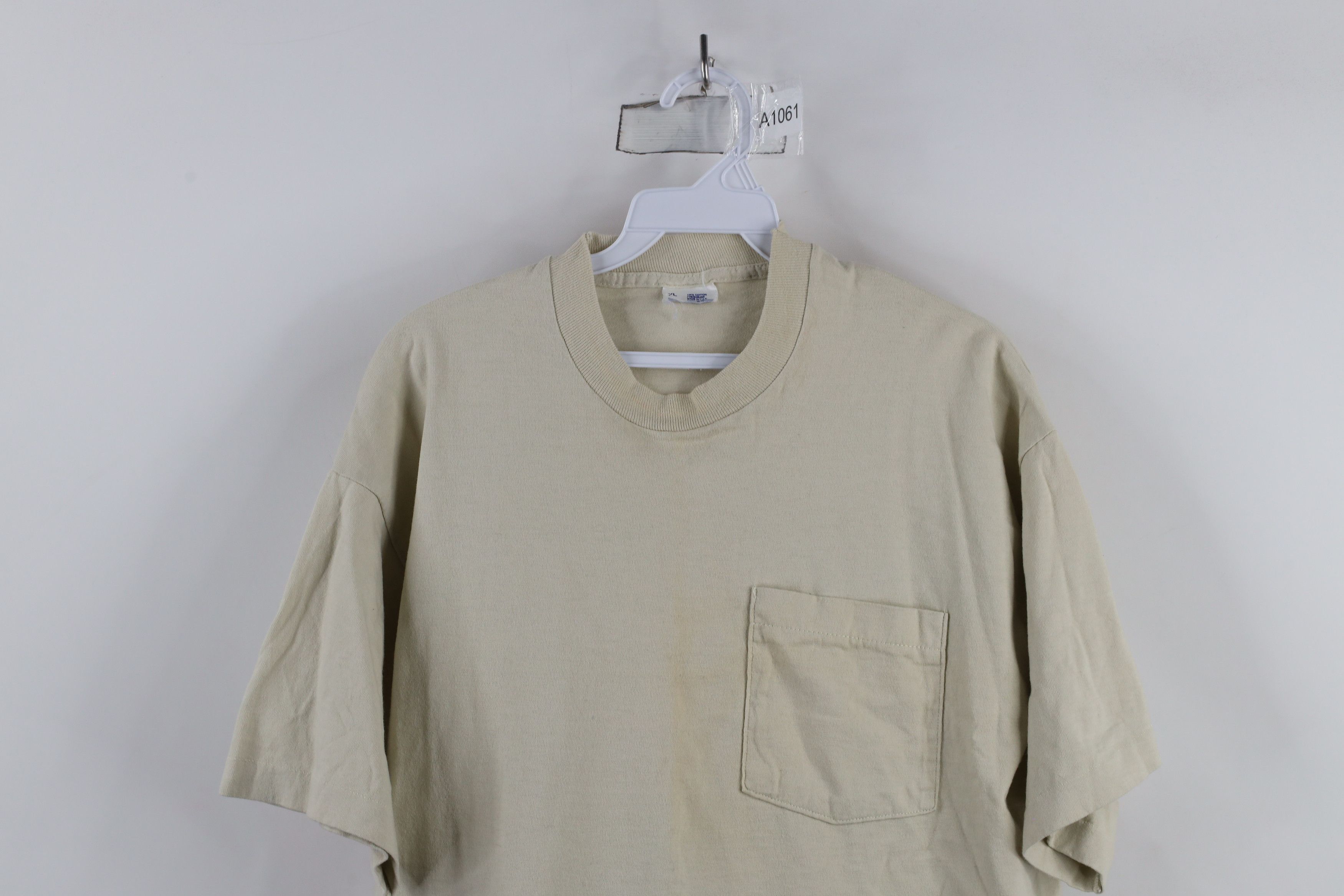 Vintage Vintage 90s Streetwear Blank Cotton T-Shirt Beige Tan USA Size US XL / EU 56 / 4 - 2 Thumbnail