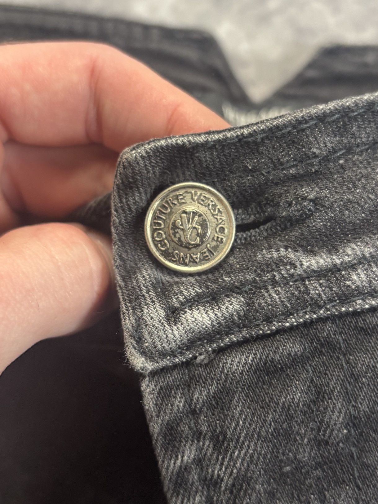 Versace × Versace Jeans Couture × Vintage 2000s Versace Jeans Couture Black Denim Vintage VJC Pants Y2 Size 26" / US 2 / IT 38 - 8 Thumbnail