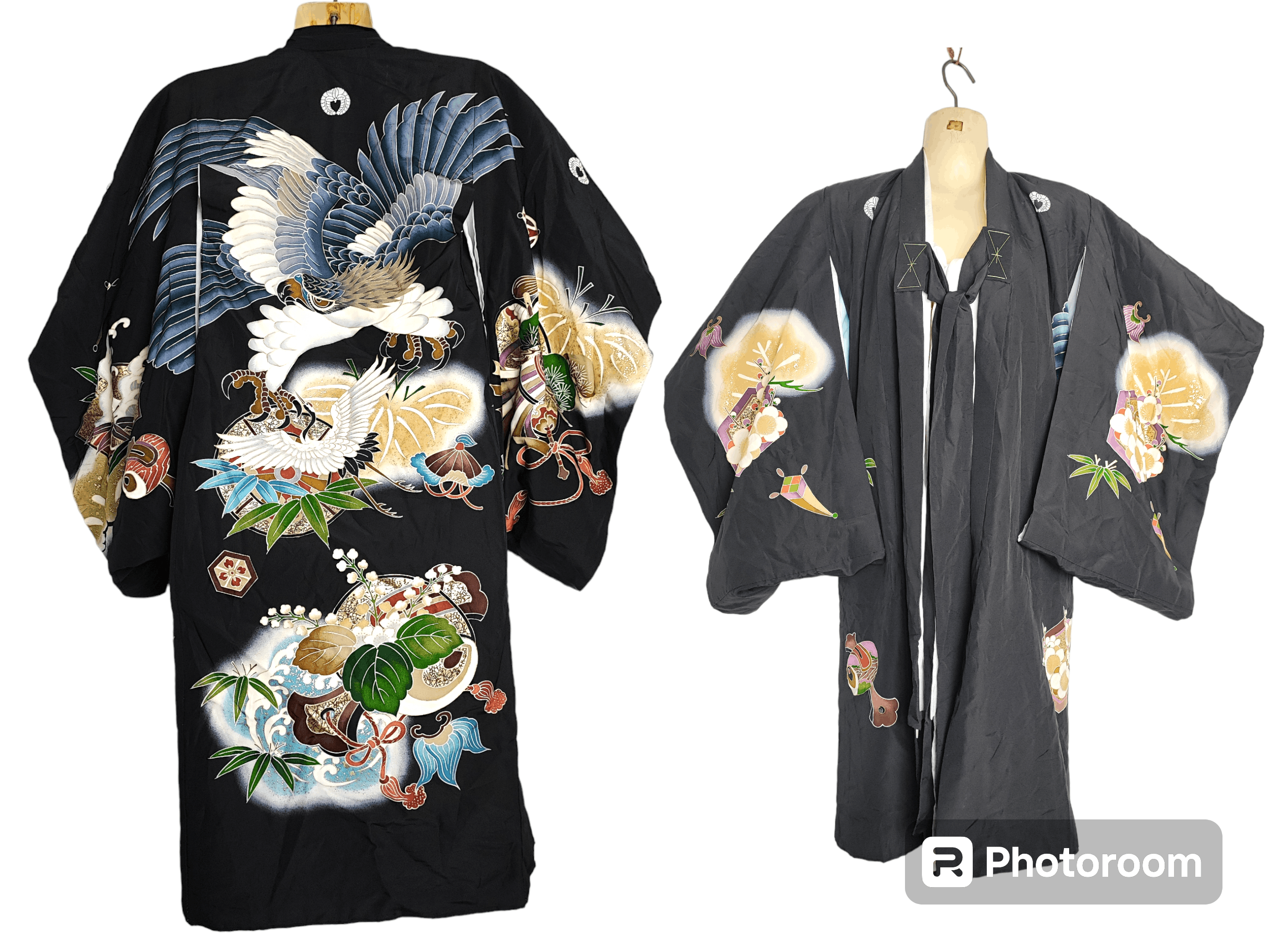Sukajan Kimono Long Silk Embroidery Phoenix Bird