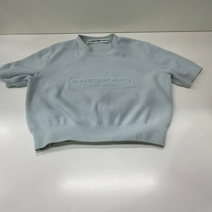 Alexander Wang Alexander Wang Blue Embossed Logo Knit T-Shirt - Size XS / US 0-2 / IT 36-38 - 5 Thumbnail