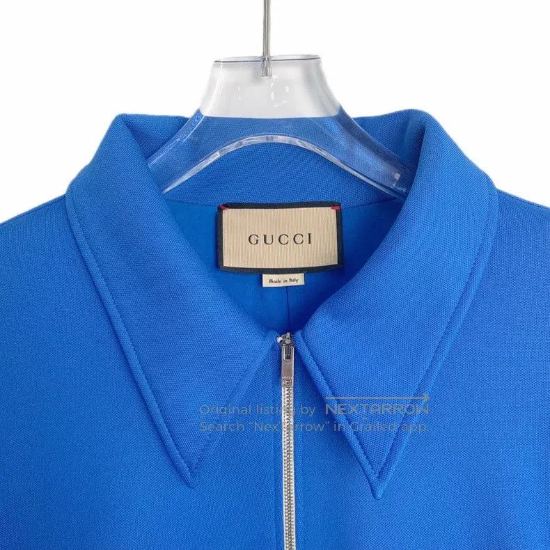 Gucci Gucci Blue logo embroidered lapel zipper long-sleeved jack Size US XXL / EU 58 / 5 - 4 Thumbnail
