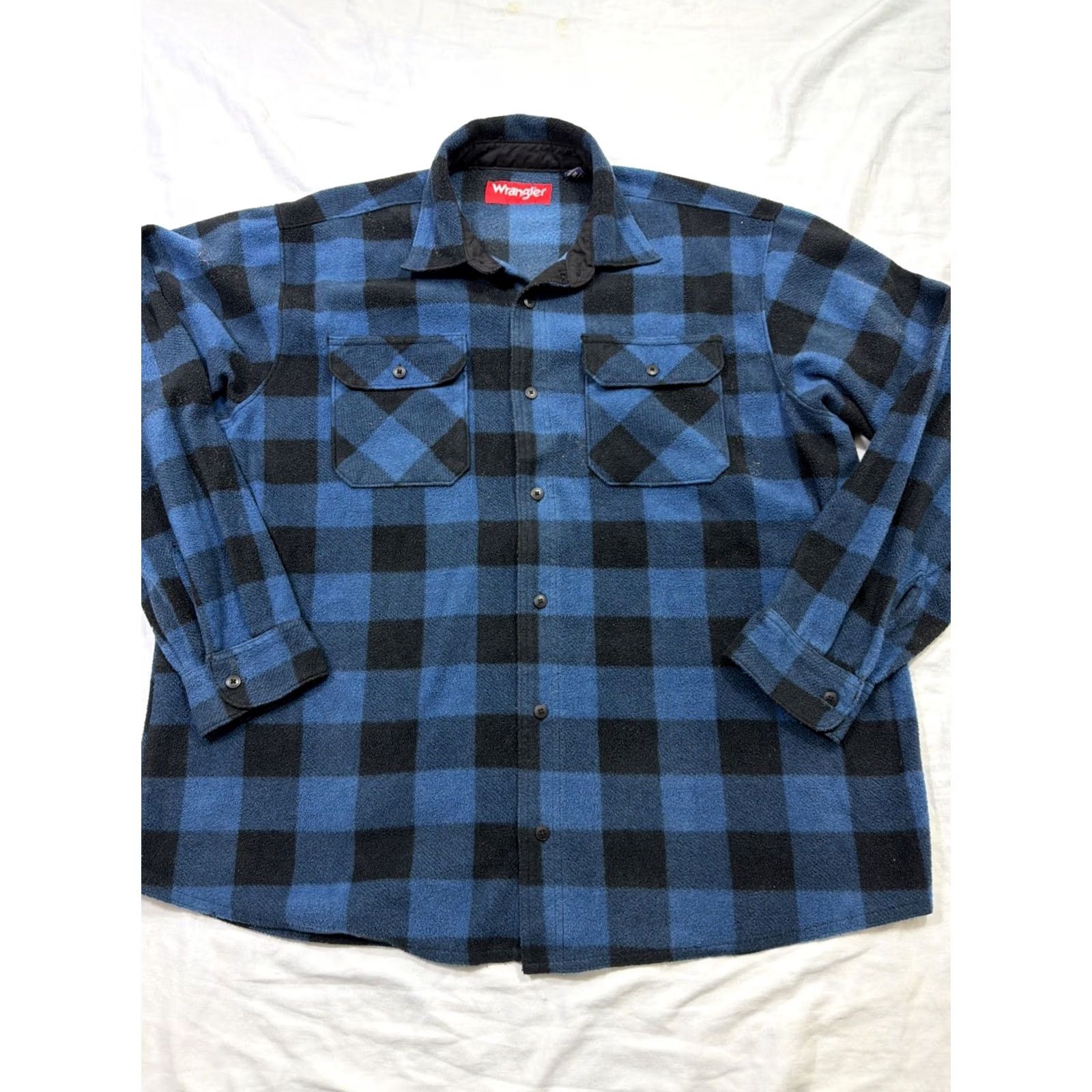 Wrangler Wrangler Button-Up Shirt 2XL Blue Black Buffalo Plaid Fleece Mens Oversized Pockets Casual Workwear Size US XXL / EU 58 / 5 - 2 Thumbnail