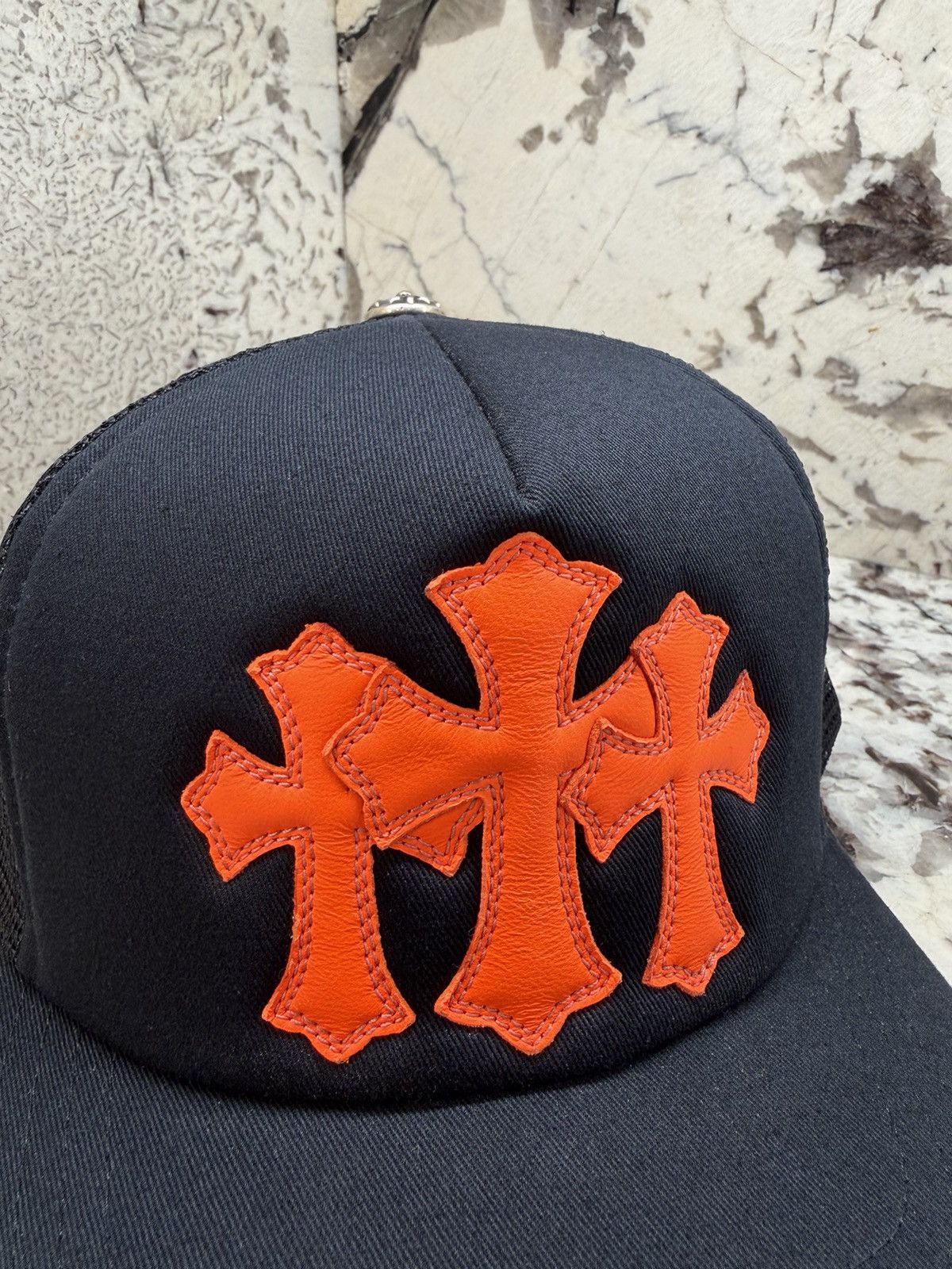 Chrome Hearts Chrome Hearts St Barths Orange Cemetery Cross Patch Trucker Size ONE SIZE - 2 Thumbnail