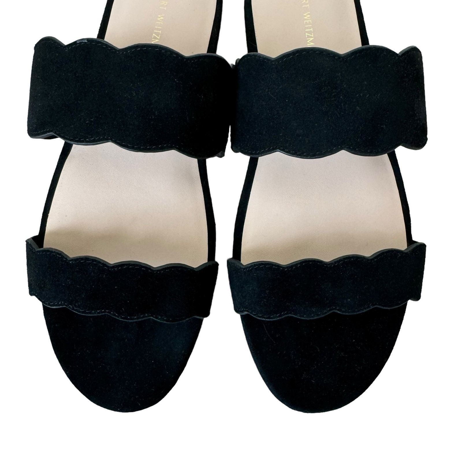 Stuart Weitzman STUART WEITZMAN Santorini scalloped suede sandals Black 8.5 Size US 8.5 / IT 38.5 - 6 Thumbnail