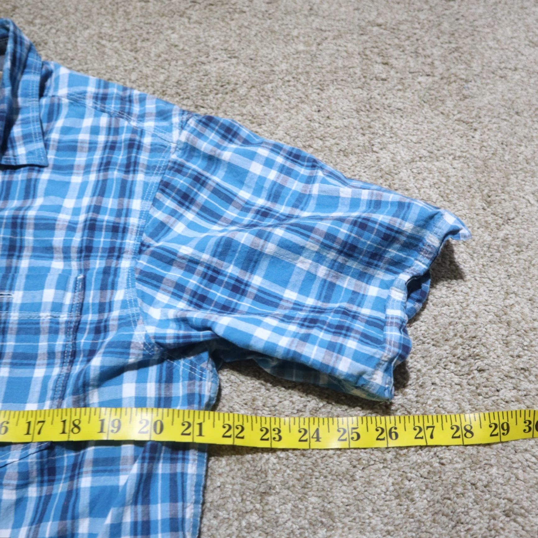 Vintage Red Head Shirt Button-Up Plaid Blue Short Sleeve Cotton Adult L Large Mens Size US L / EU 52-54 / 3 - 5 Thumbnail