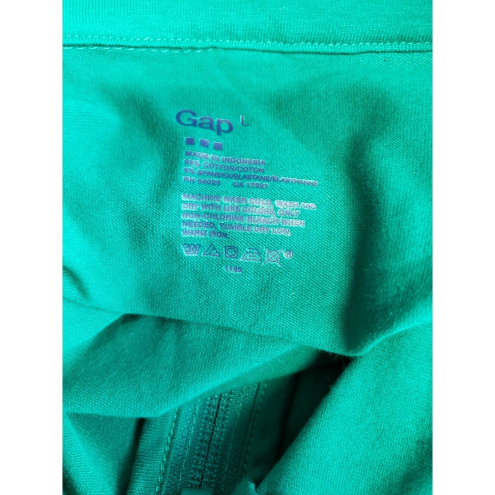 Gap Gap Jacket Solid Green Full Zip Long Sleeve L Women's Basic Cotton Blend Shorter Length? Size L / US 10 / IT 46 - 4 Thumbnail
