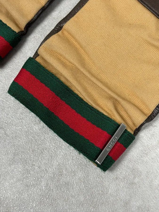 Gucci AW2001 Gucci Beige Canvas & Brown Leather Gloves by Tom Ford Size ONE SIZE - 6 Thumbnail
