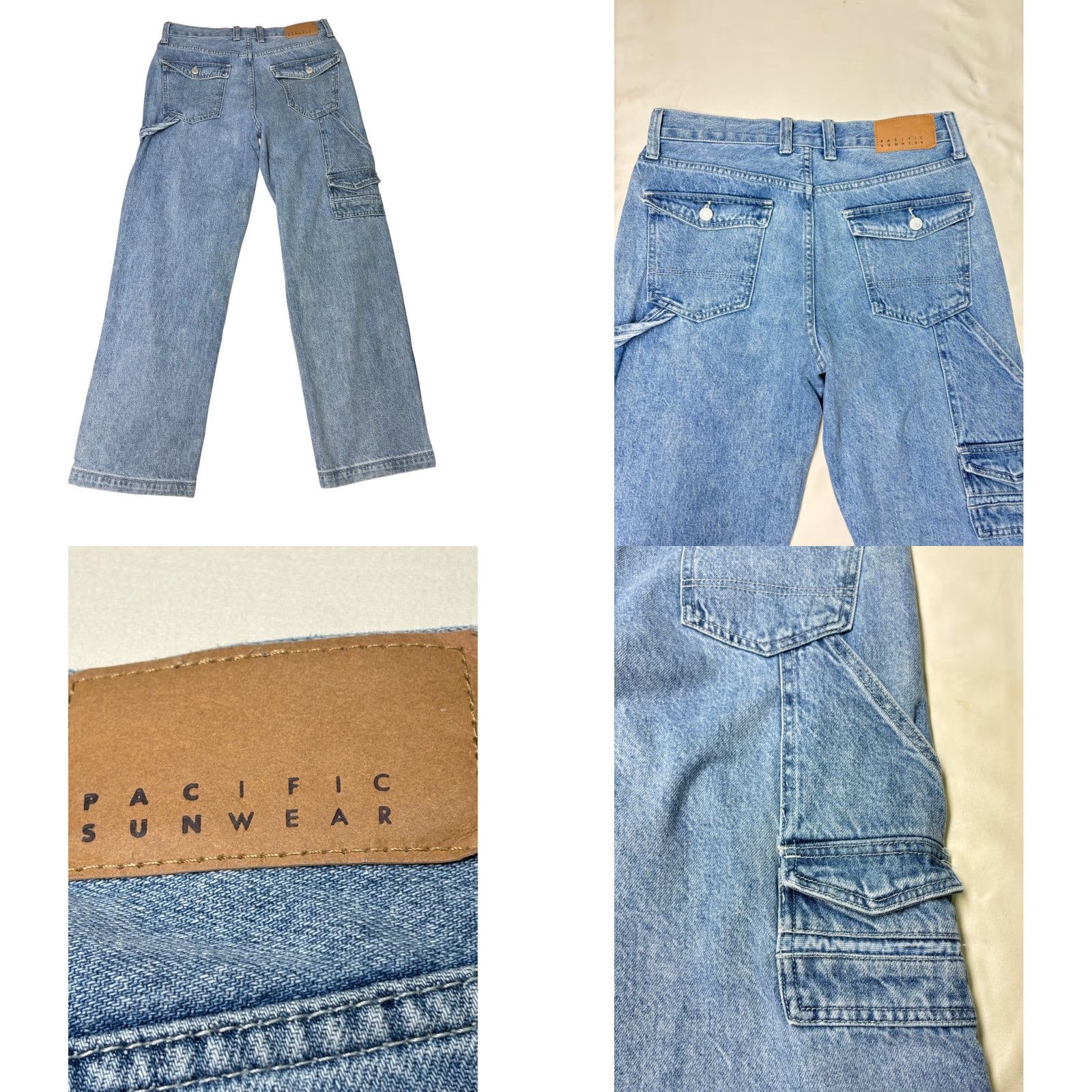 Pacsun PacSun Baggy Carpenter Jeans Women's 29x30 Light Wash Utility Pockets Wide Leg Size 29" - 8 Thumbnail