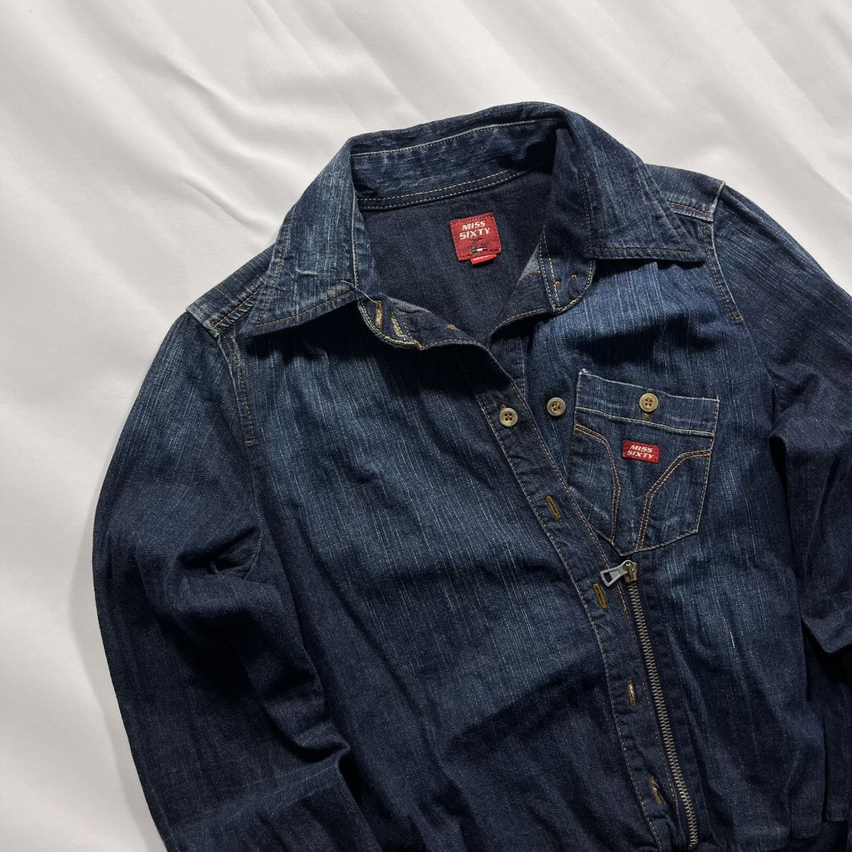 Le Grande Bleu (L.G.B.) Vintage y2k Miss Sixty 60 denim bomber jacket swag drip Size US S / EU 44-46 / 1 - 3 Thumbnail