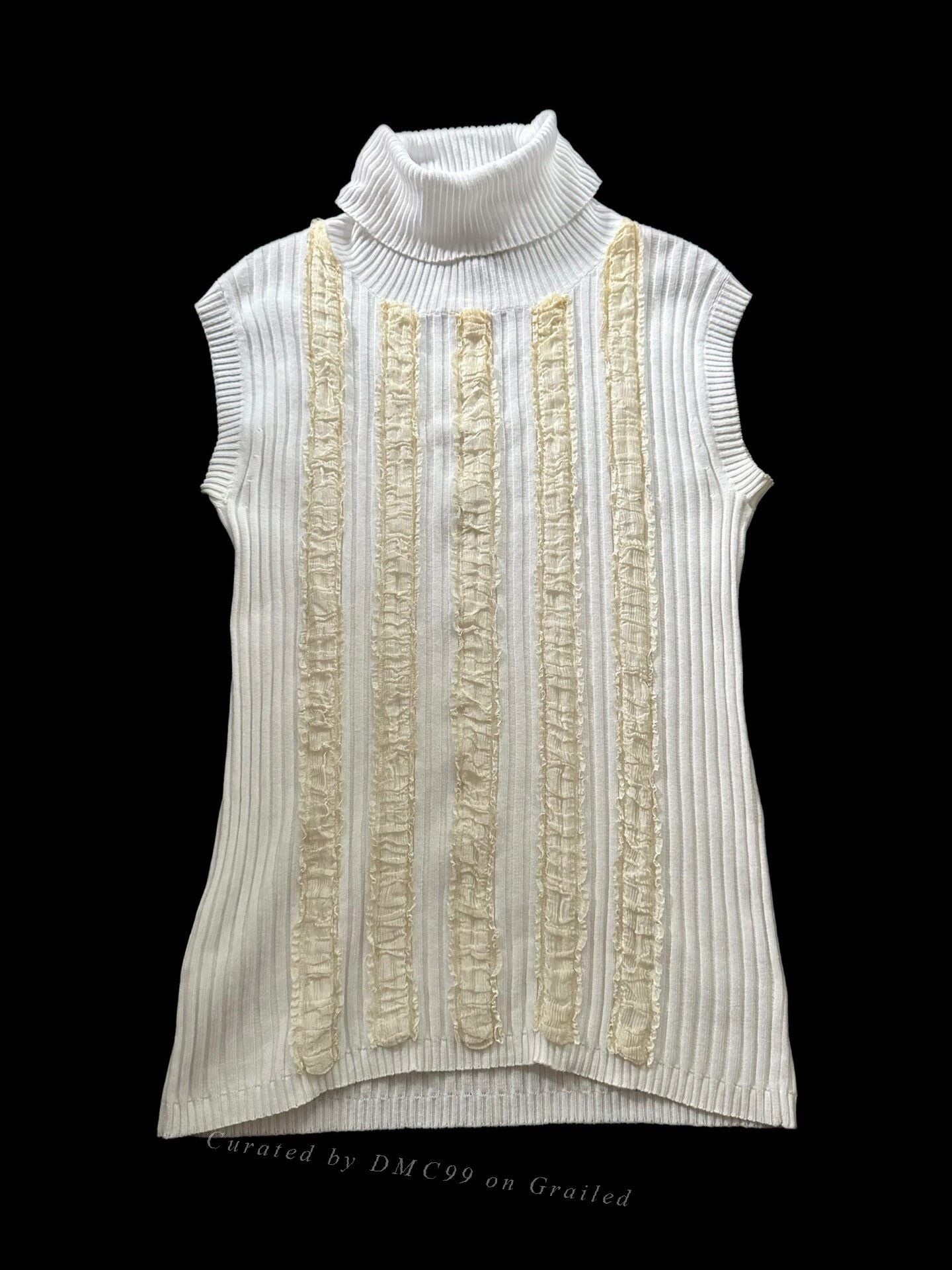 Jean Paul Gaultier Jean Paul Gaultier Vintage Lace Trim Knit Vest Size S / US 4 / IT 40 - 1 Thumbnail