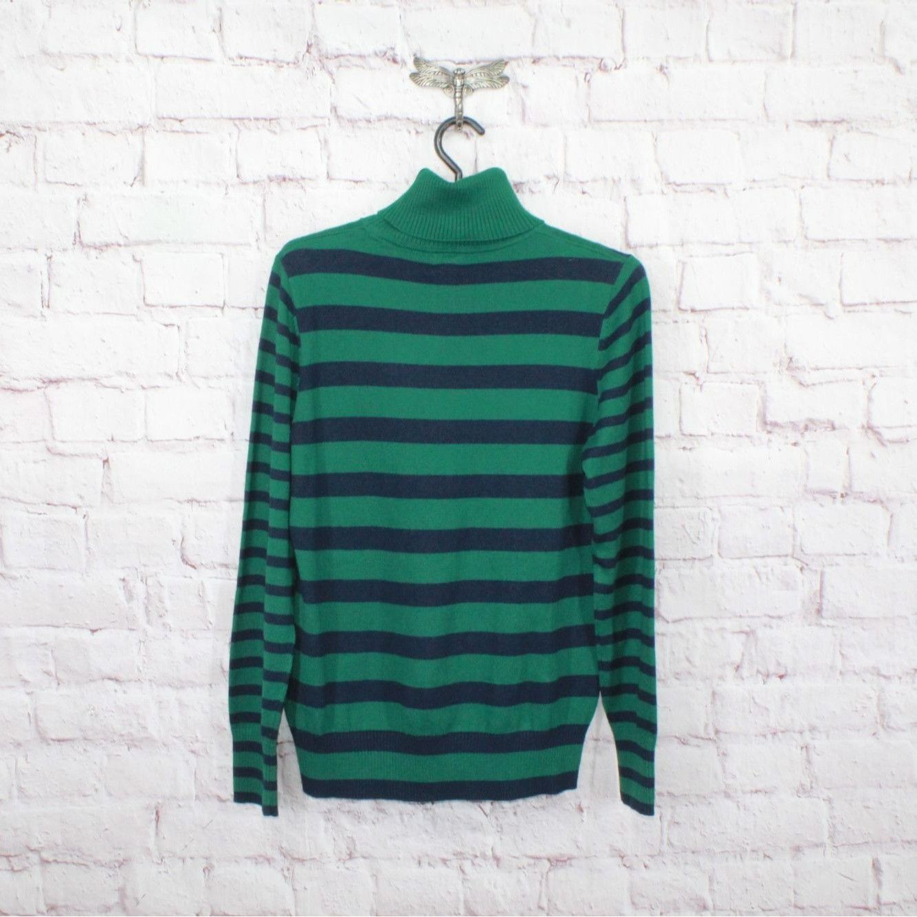 L.L. Bean LL Bean Women's Cotton Cashmere Sweater Turtleneck Stripe Size S / US 4 / IT 40 - 6 Thumbnail