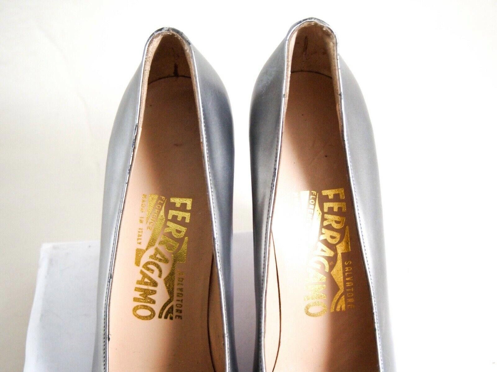 Salvatore Ferragamo Ferragamo Heels Silver Leather Womens US 8 EU 38.5 Size US 8 / IT 38 - 5 Thumbnail