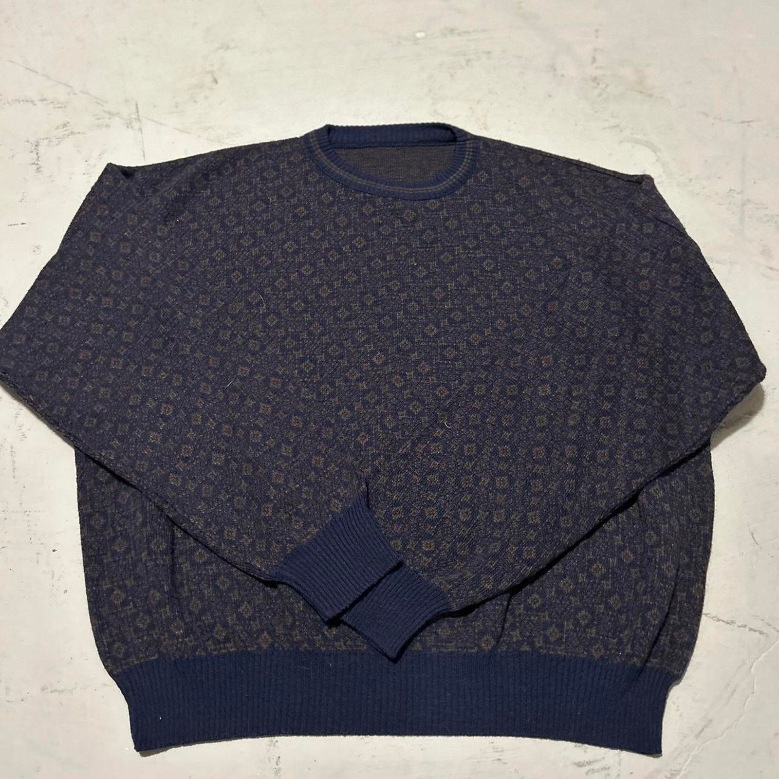 Other Navy Blue Vintage 80s Alberto Dani Sweater - Unique Pattern Size US M / EU 48-50 / 2 - 3 Thumbnail