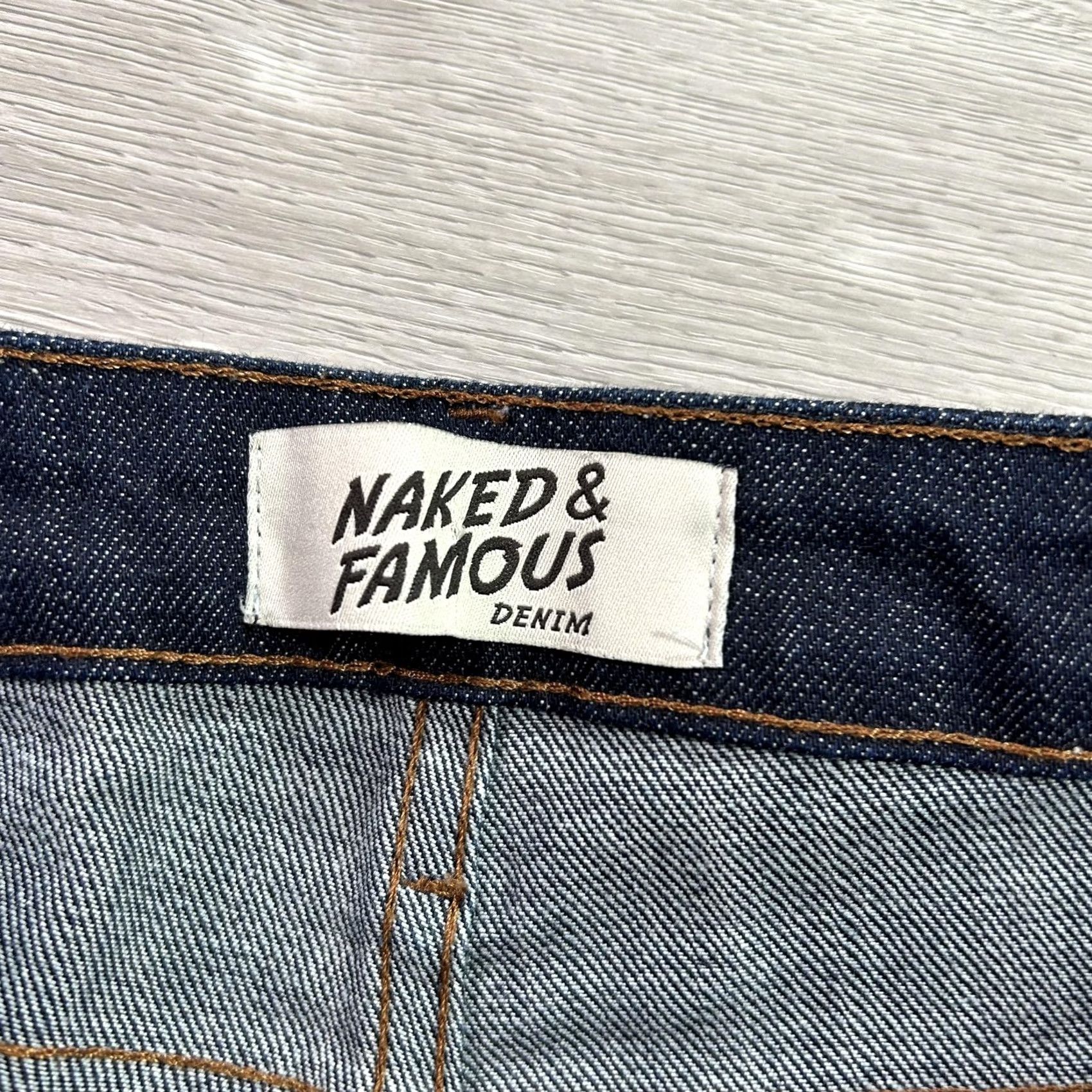 Vintage Naked & Famous Jeans Mens 32x33 Blue Indigo Power Stretch SkinnyGuy Denim Slim Straight Pants Jeans Size US 32 / EU 48 - 6 Thumbnail
