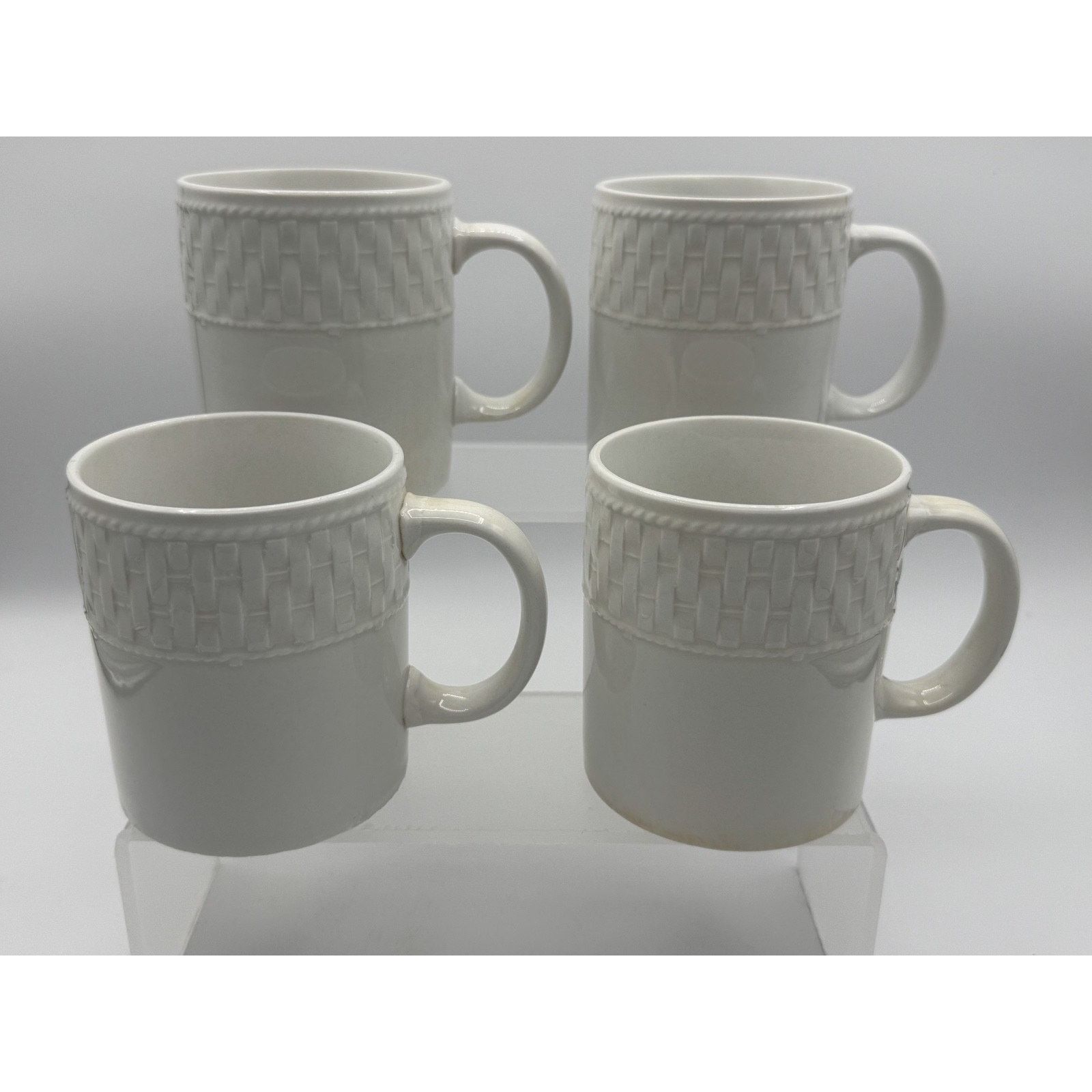 Other 4- Vintage Waverly Mugs Fine White Porcelain Basket Weave Size ONE SIZE - 1 Thumbnail