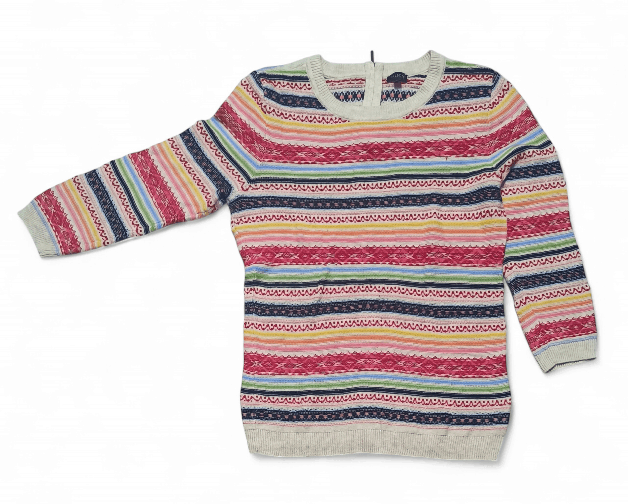 Talbots Vintage 90s TALBOTS Women's Ethnic Striped Long Knit Sweater Size M / US 6-8 / IT 42-44 - 3 Thumbnail