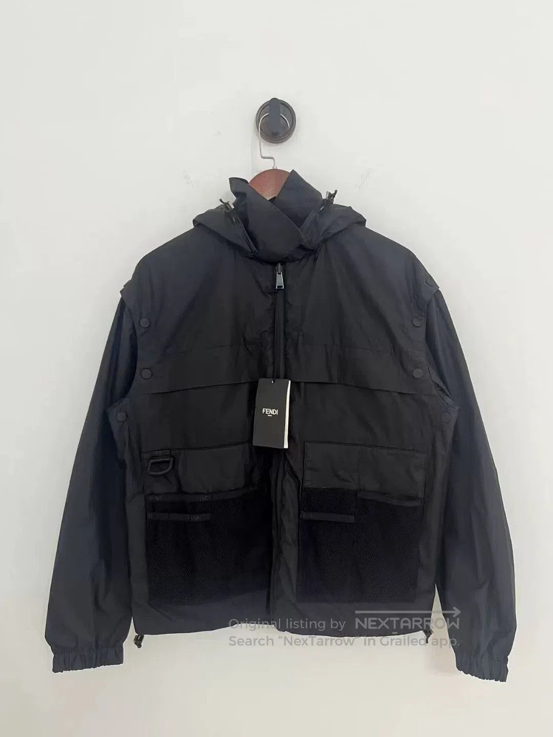 Fendi Fendi Black Full Logo Hooded Jacket. Size US S / EU 44-46 / 1 - 1 Thumbnail