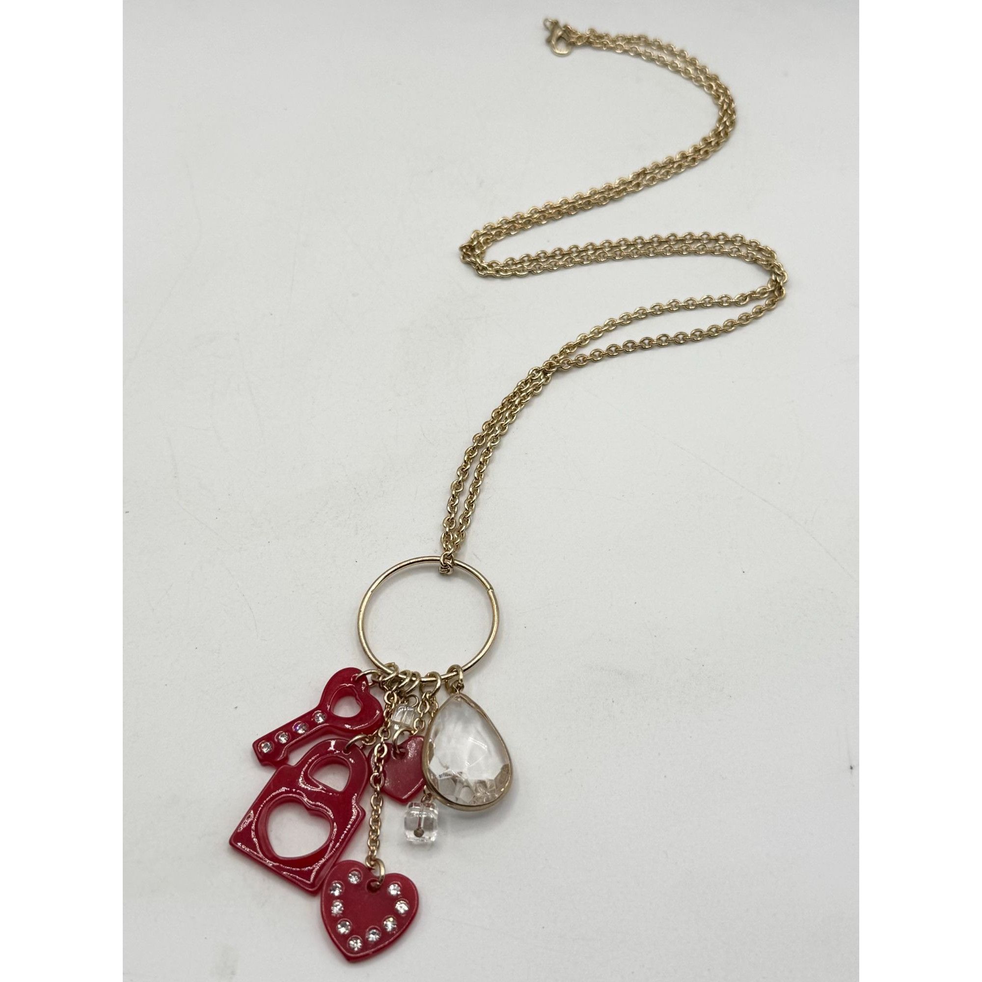 Other Red key heart love rhinestone lucite ring pendant charm neck Size ONE SIZE - 3 Thumbnail