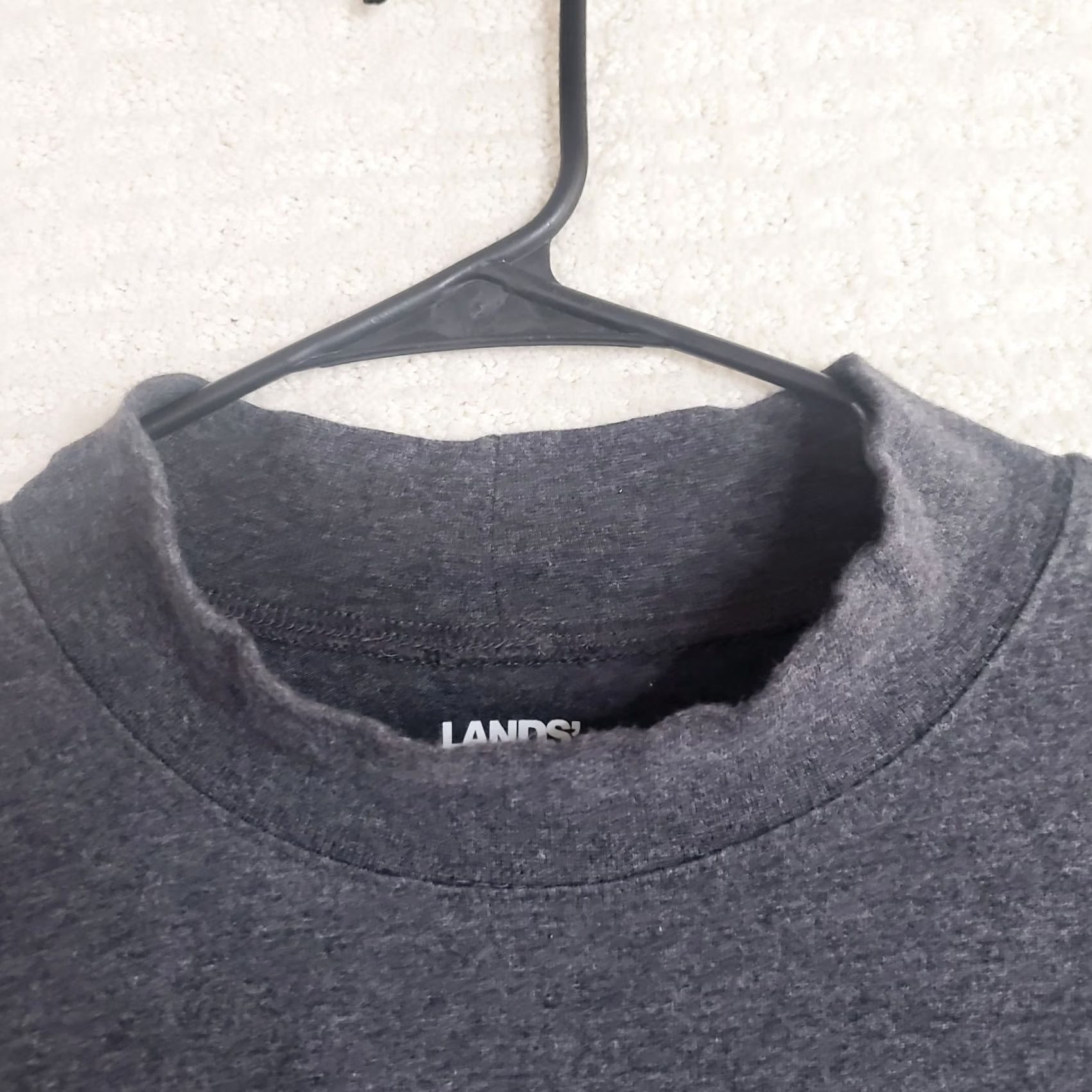 Lands' End Lands' End Men's Dark Charcoal Heather Super-T Mock Neck T-Shirt XXL Gray Mens Size US XXL / EU 58 / 5 - 4 Thumbnail