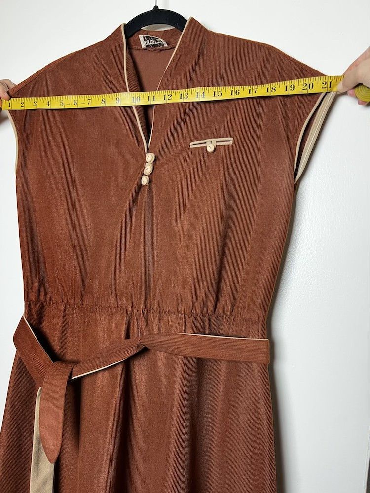 Nordstrom Vintage 1970's 2pcs. Brown Nordstom Town Square Dress w Belt Size S / US 4 / IT 40 - 5 Thumbnail