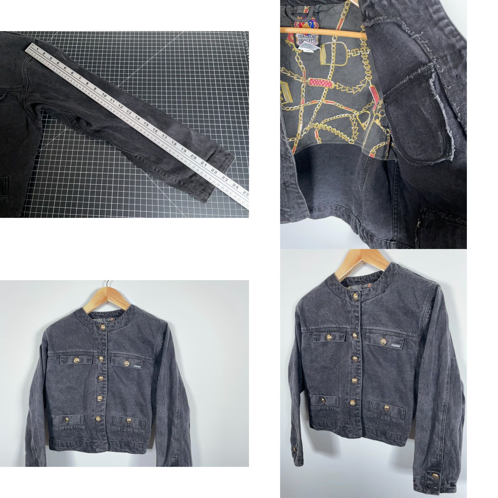 Jordache Vintage Jordache Concepts Jean Jacket Women's Large Black Denim Boxy Fit Trucker Shirt Size 36" / US 14 / IT 50 - 8 Thumbnail