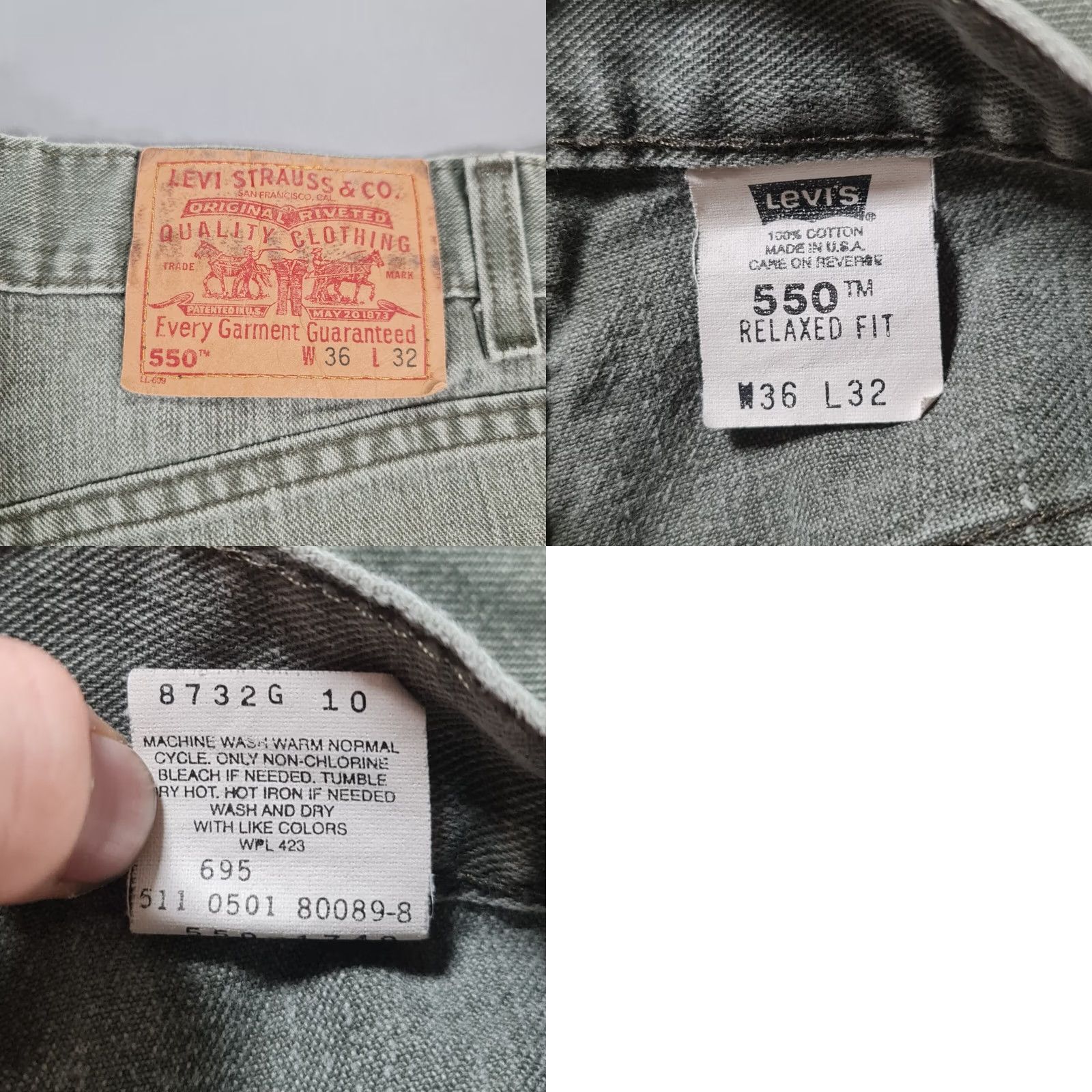 Levi's Levi'S 550 Vintage Jeans Mens Green W34 L31 Bootcut Relaxed Fit Denim 90s USA Y2K Size US 34 / EU 50 - 9 Thumbnail