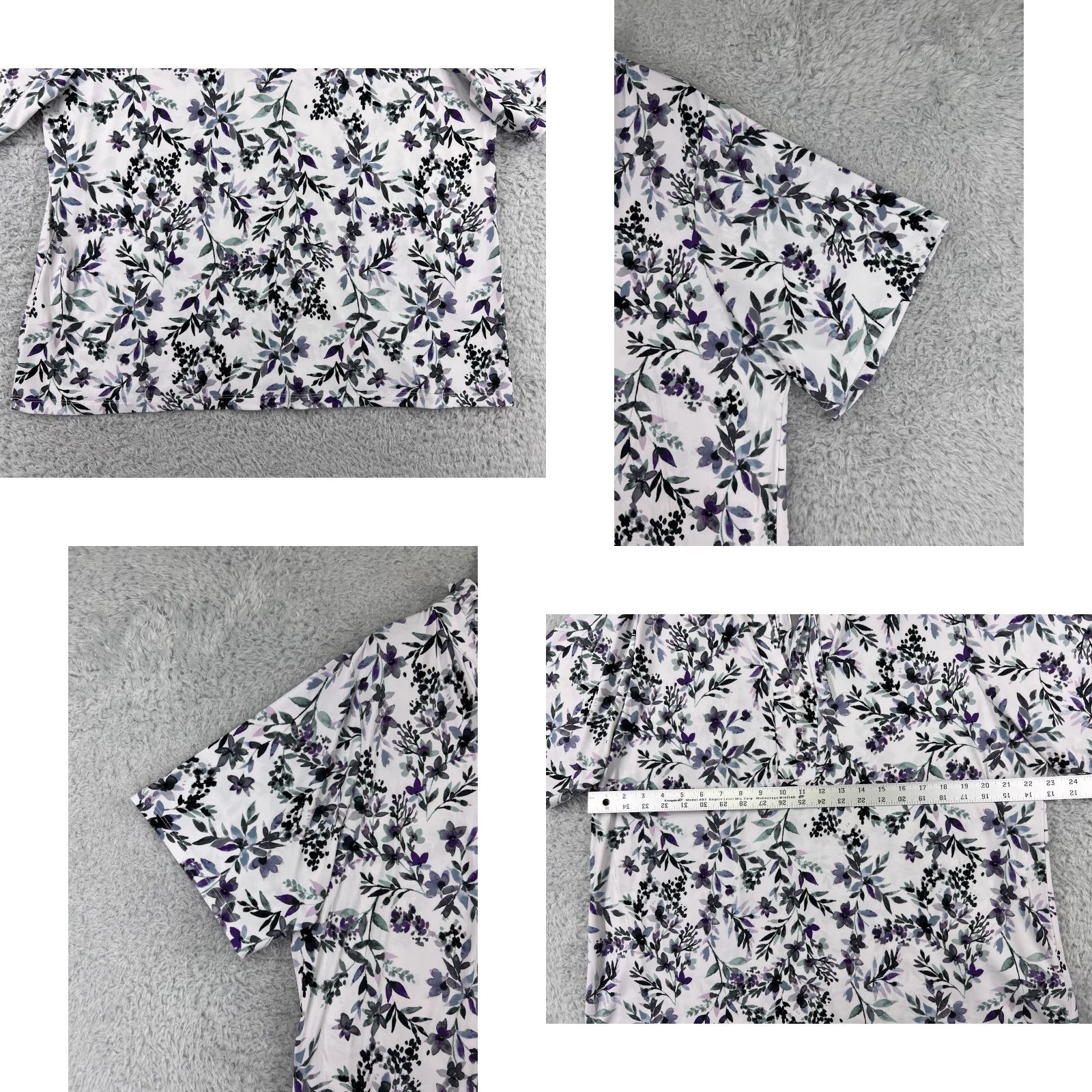 Karl Lagerfeld Karl Lagerfeld Shirt Womens 1X White Floral Polyester Blend Stretch Size XL / US 12-14 / IT 48-50 - 8 Thumbnail