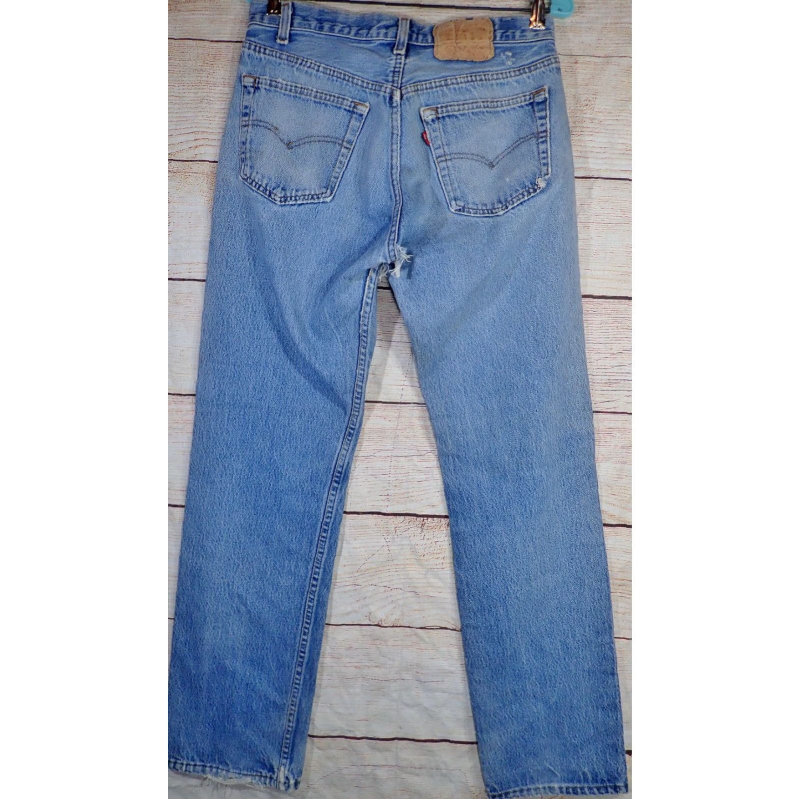 Levi's VINTAGE Levi's 501 Blue Jeans Distressed 31W 29L 80s Button Fly Mens Size US 29 - 2 Thumbnail