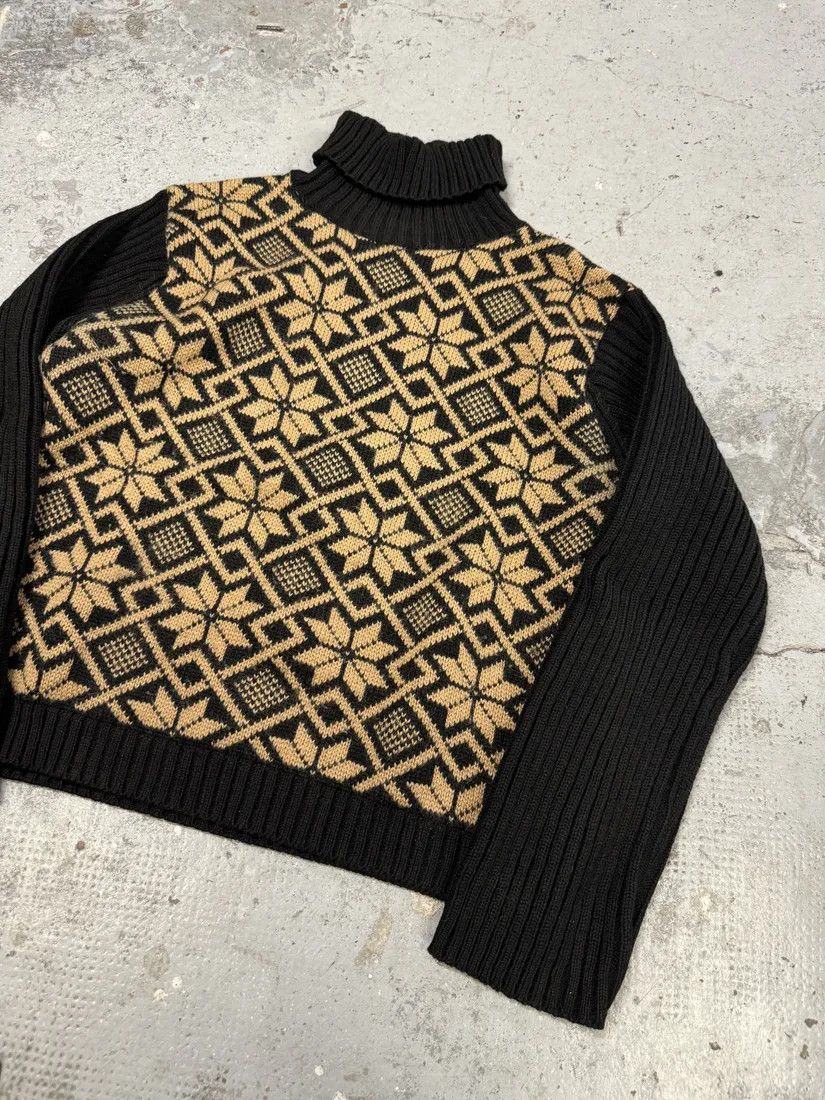 Designer × Dolce & Gabbana × Vintage 1990s Dolce & Gabbana Black Mozaic Wool Turtleneck Size US M / EU 48-50 / 2 - 9 Thumbnail