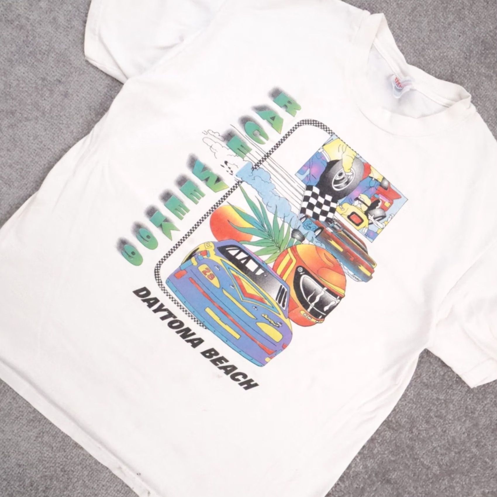 NASCAR VINTAGE Shirt Mens L White 90s NASCAR Daytona Race Week Short Sleeve Crew Neck Size US L / EU 52-54 / 3 - 6 Thumbnail