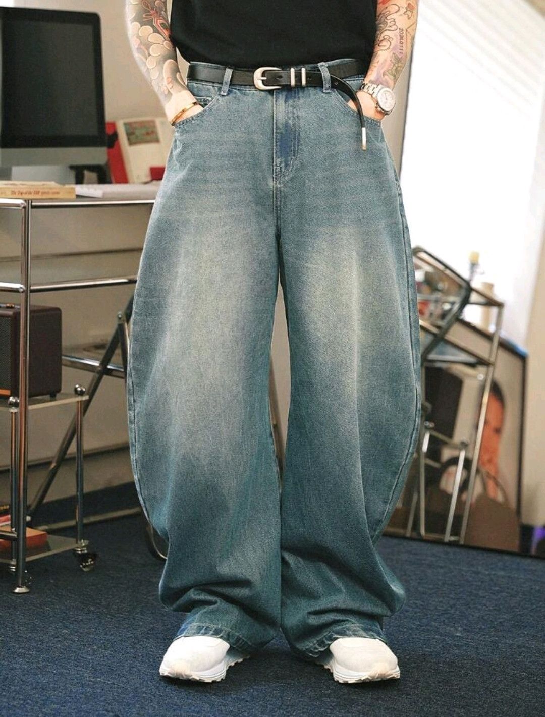 Jean × Vintage Y2K Vintage Style Men's Washed Loose Wide Leg Baggy Jean Size US 30 / EU 46 - 1 Thumbnail